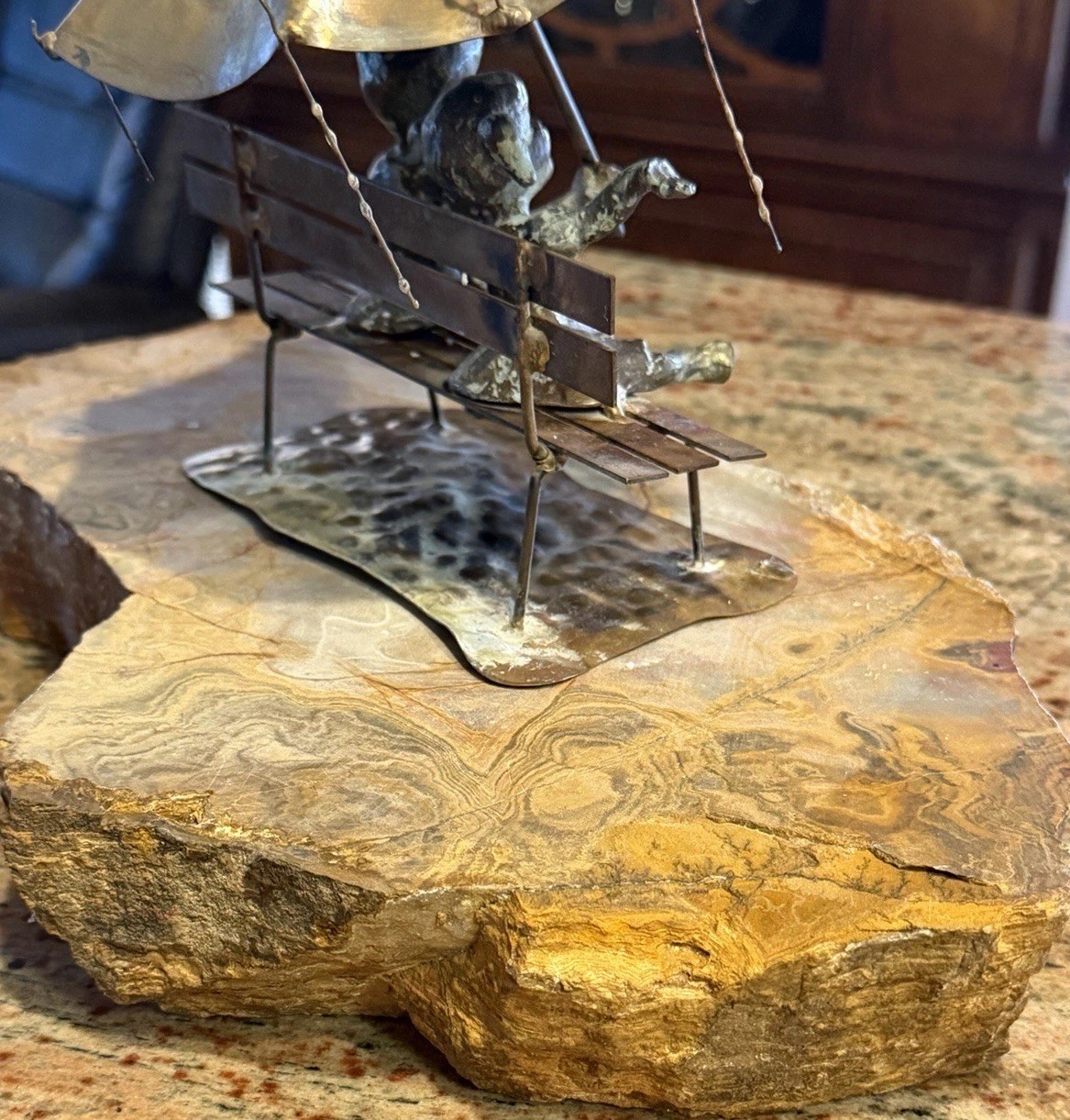 Vintage 1970s Bijan Brass & Copper Figural Rain Drops Sculpture Signed 14”