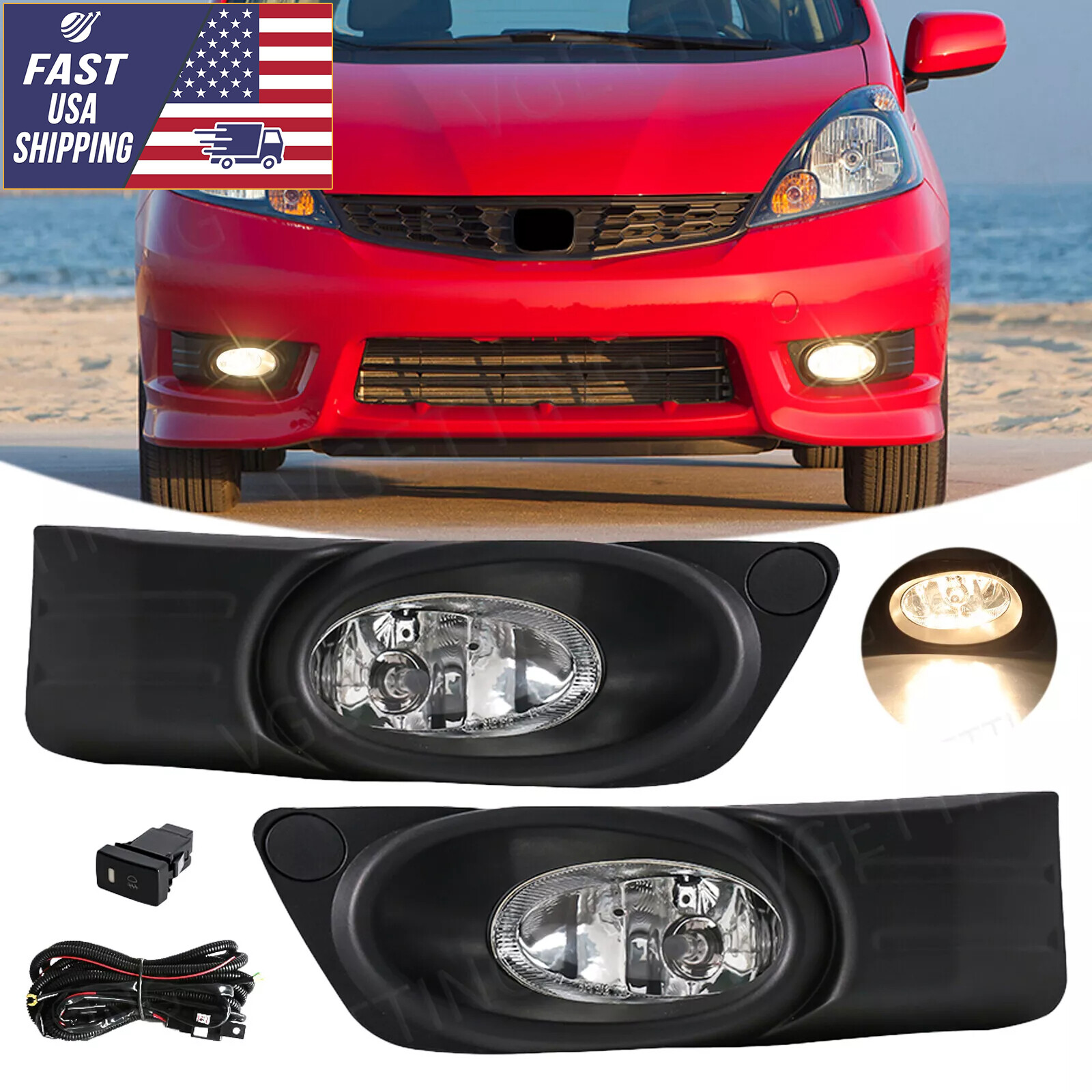 For Honda Fit (Jazz Shuttle) 2011-2016 Fog Light Front Bumper Lamp w/ Bulb Cable