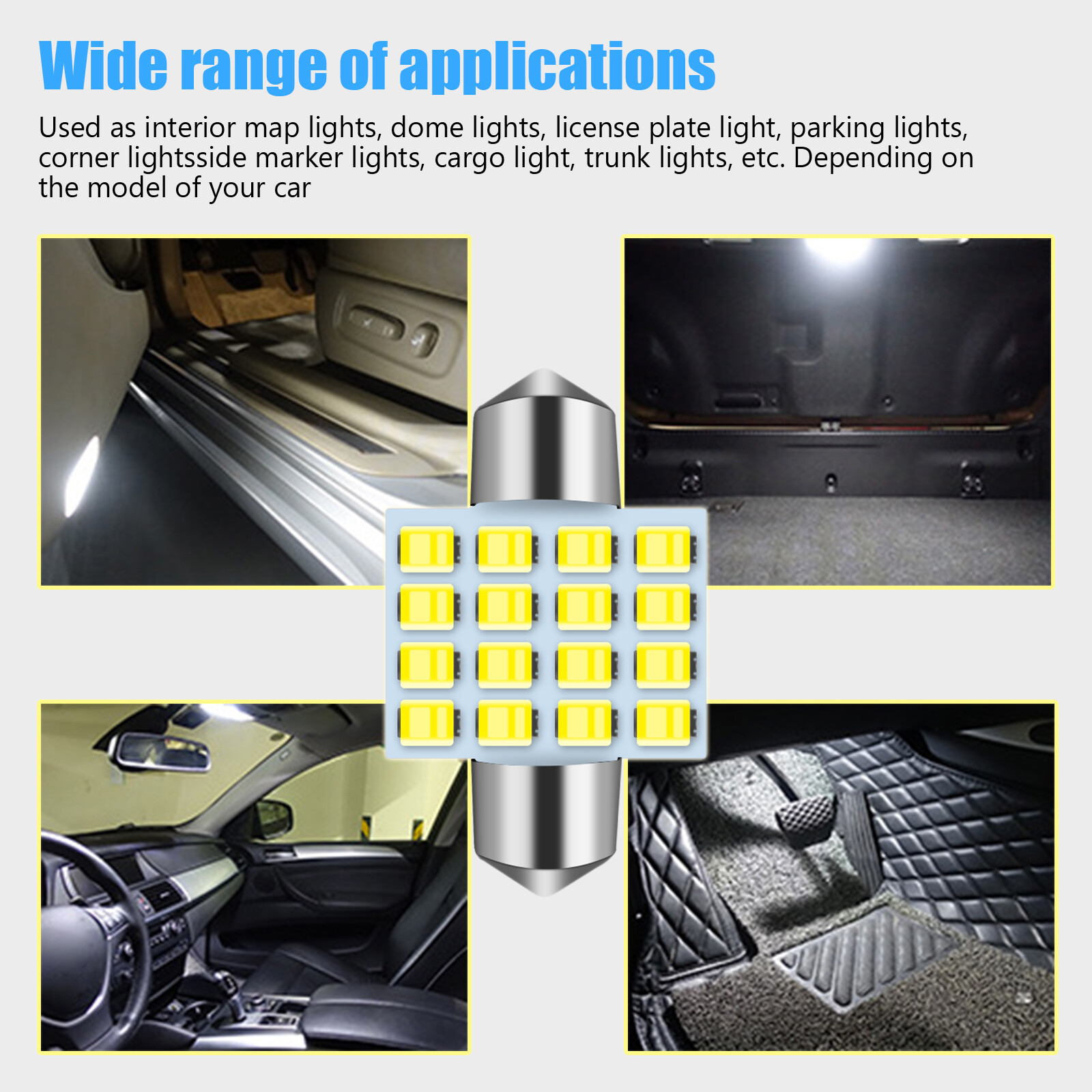 20Pcs 31MM Festoon DE3175 LED Map/Dome Interior Light Bulbs 6000K White CANBUS