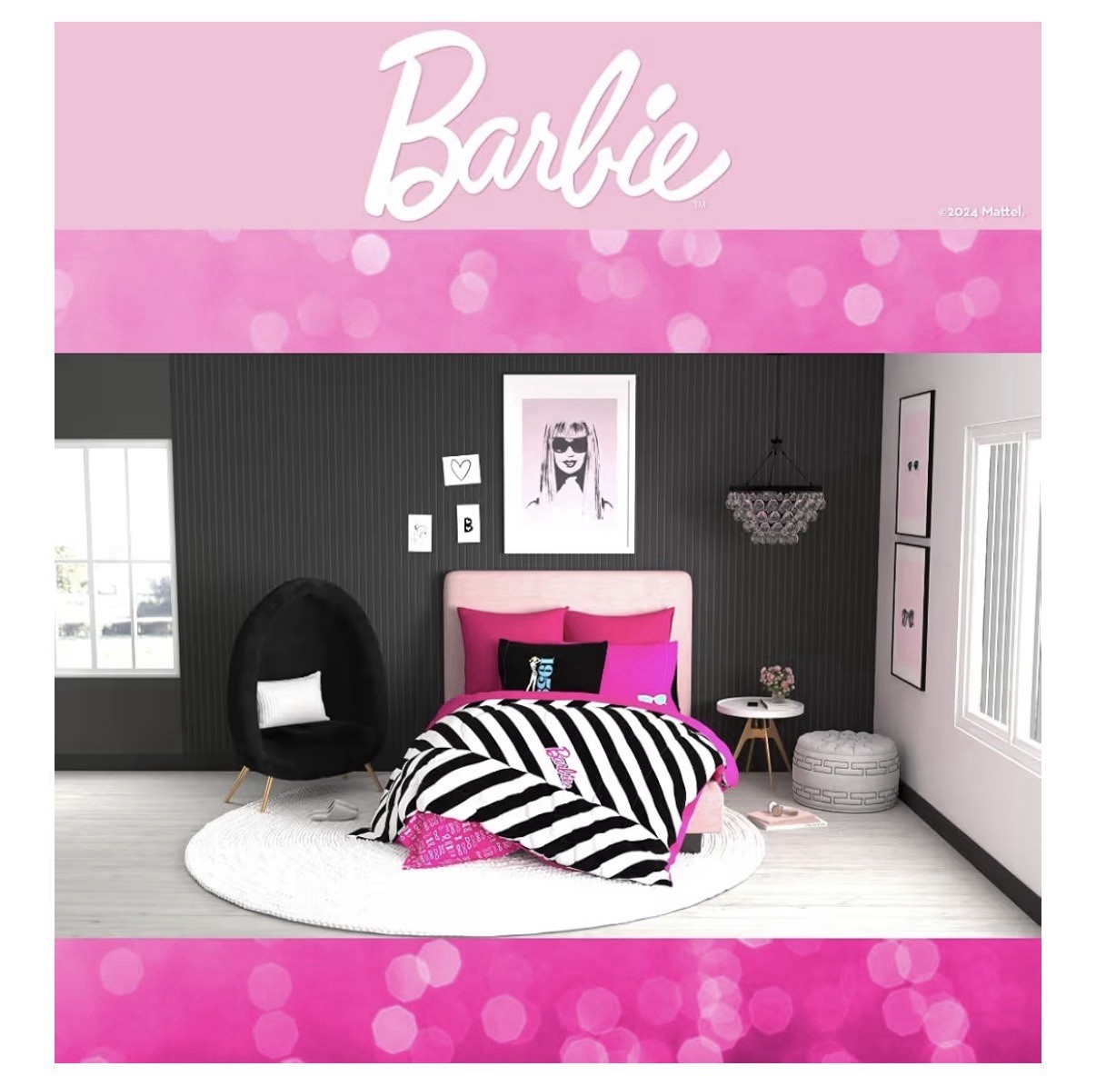 Super Soft Barbie 1959 Queen 5 PC Reversible Comforter Set