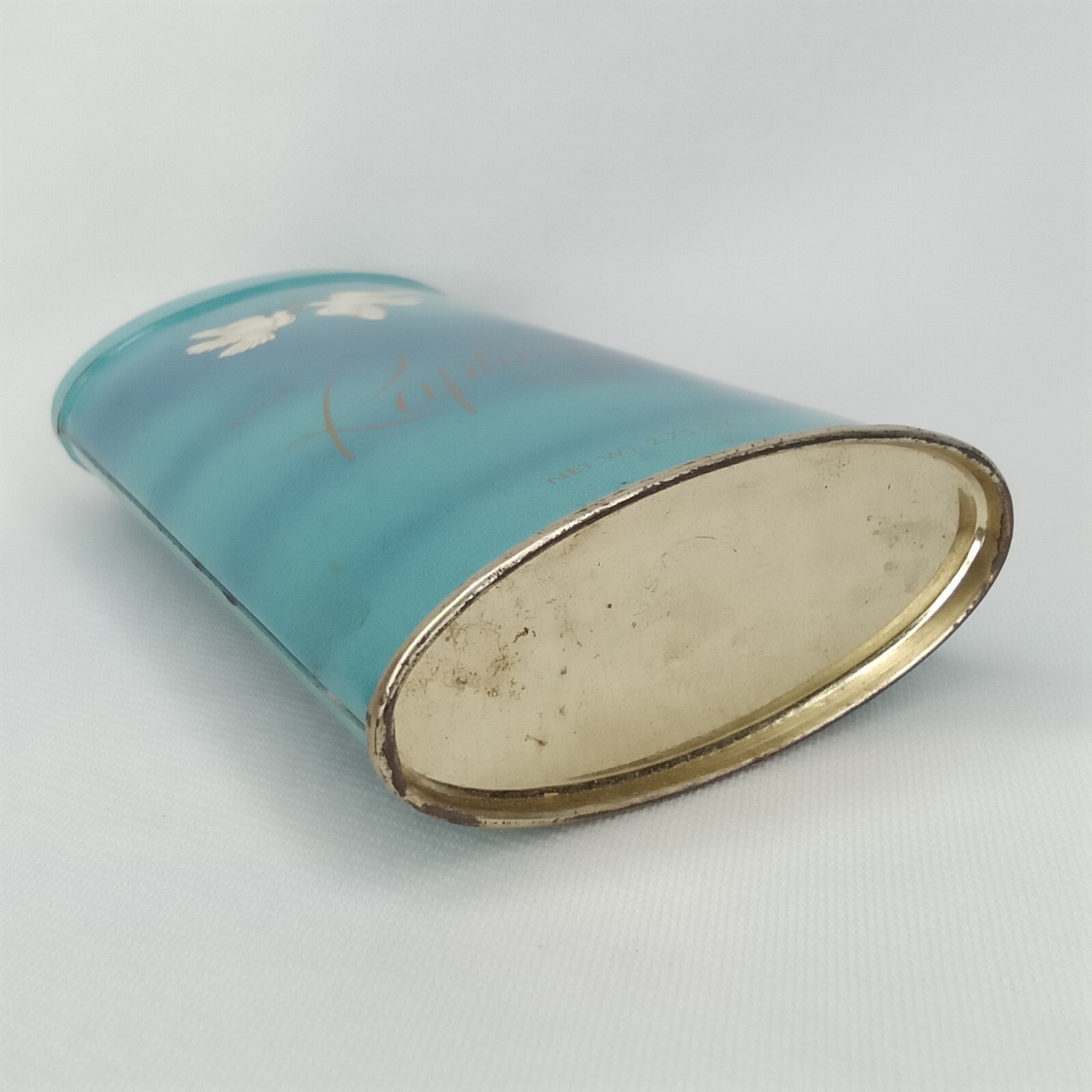 Vintage 1960s Avon Rapture Perfumed Talc Talcum Powder Original Blue Metal Tin