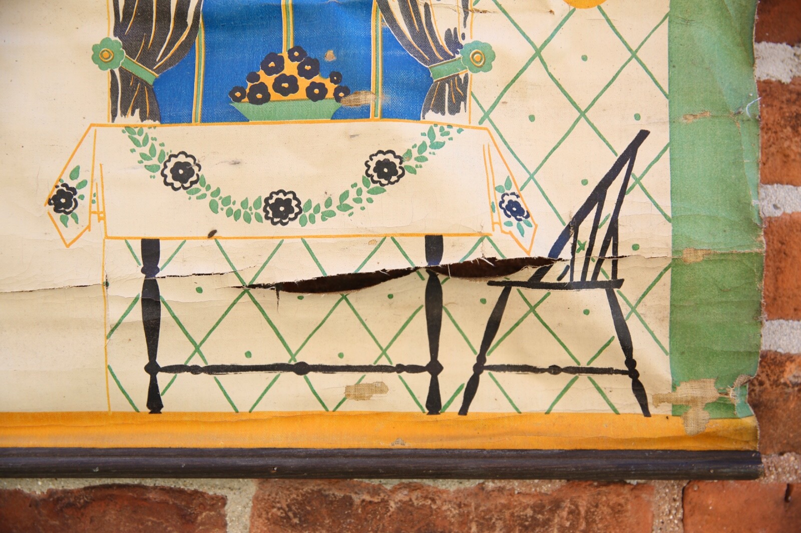 Vintage Columbus Oil Cloth Company window Advertising sign store display