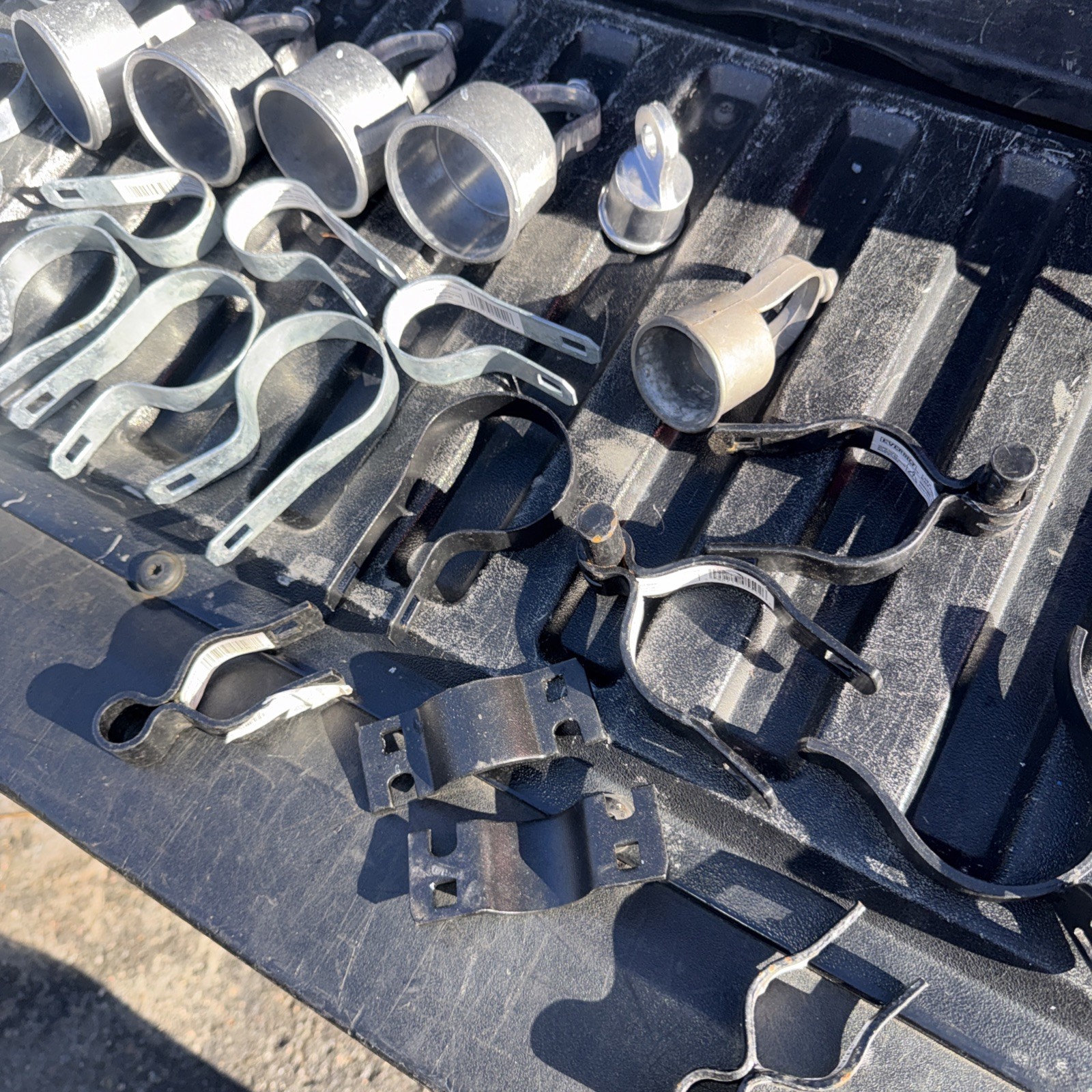 Chain Link Fence Parts Lot- Fencing Pieces & Bolts Brackets Caps Connector