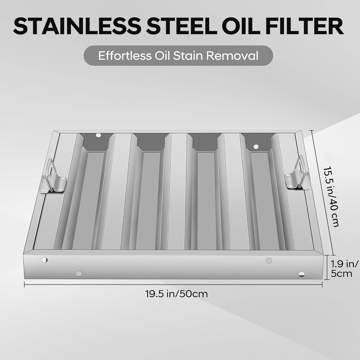 5PCS Commercial Hood Filters Stainless Steel 4 Grooves Range 19.5x15.5inch