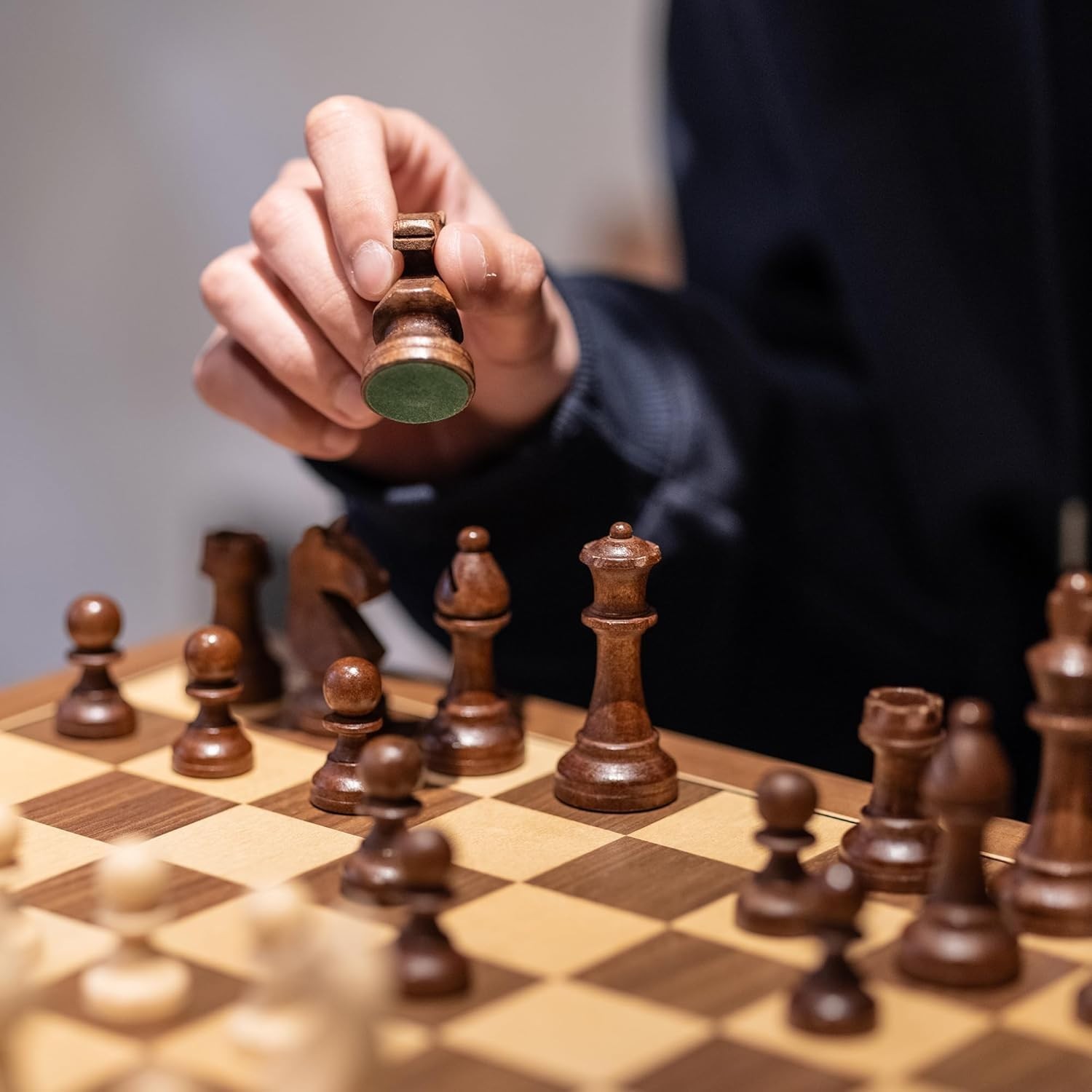 15" Magnetic Wooden Chess Set – Handmade Staunton Pieces, Folding Travel Board