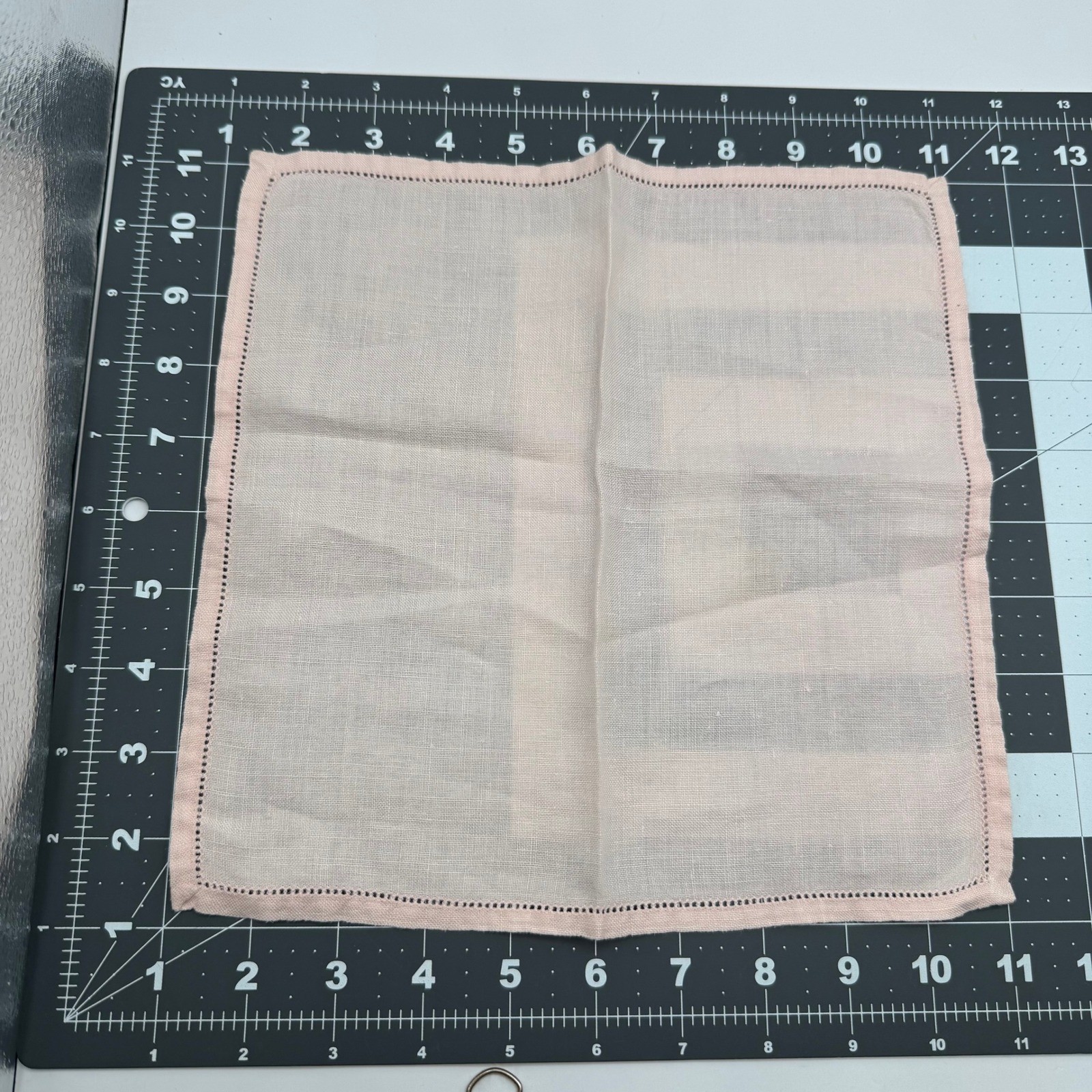 Hemstitch Linen Napkins Set of 4 Pink Vintage Table Linens 10x10 Read