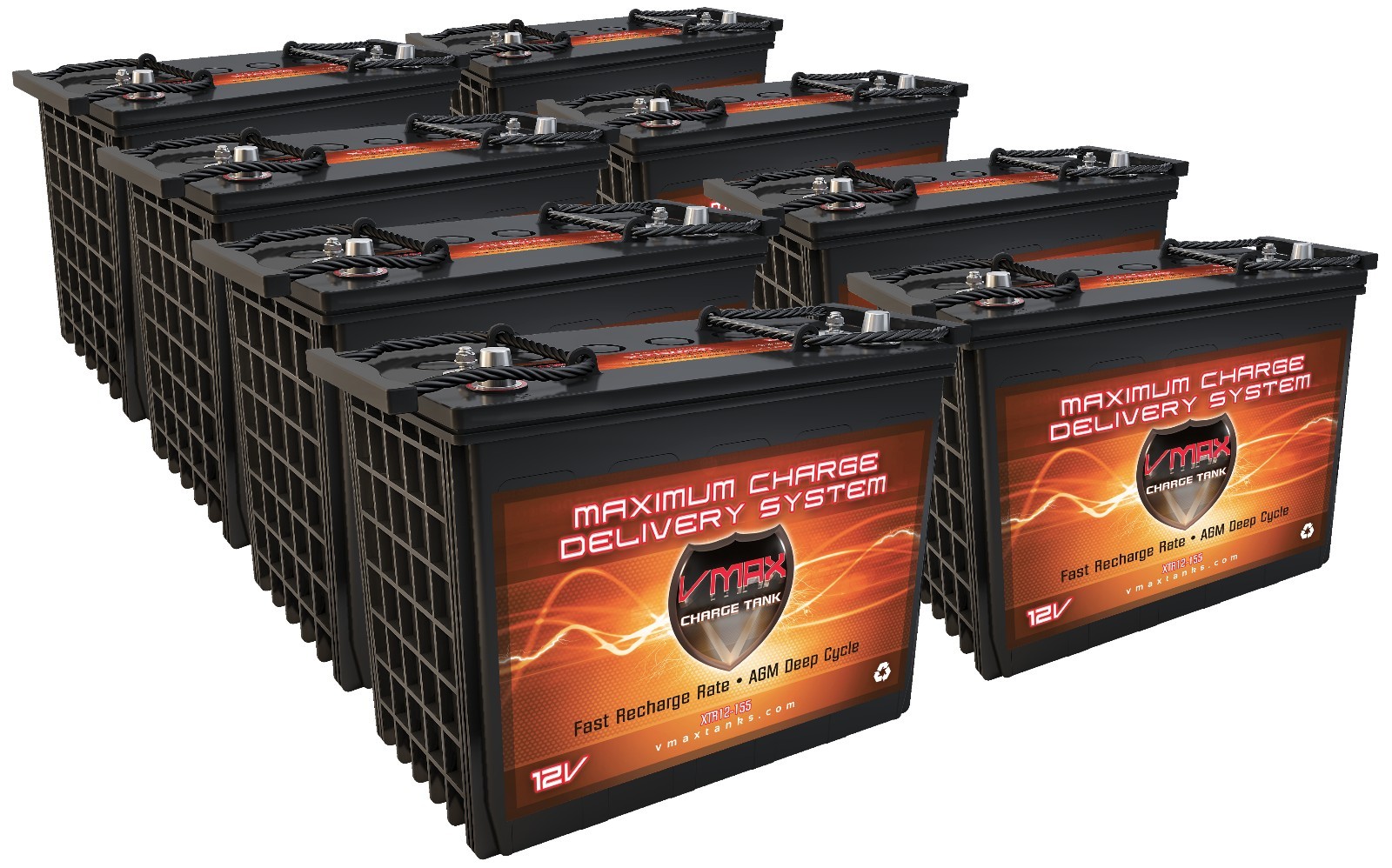 QTY 8 XTR12-155 POLARIS RANGER EV PURSUITE AGM VMAX Battery 12V 155AH EA