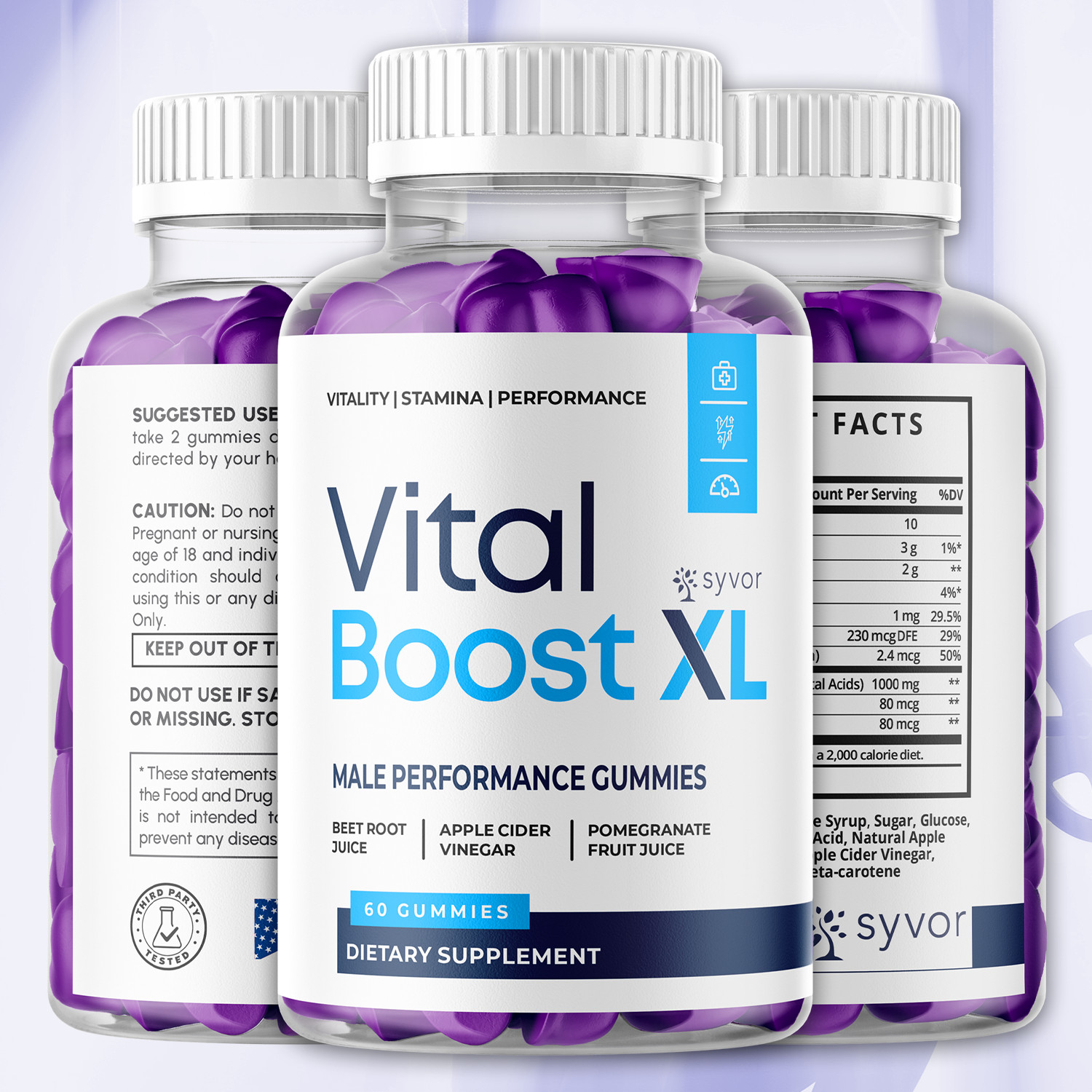 (1 Pack) Vital Boost XL Male Gummys Advanced Formula VitalBoost XL 60 Gummies