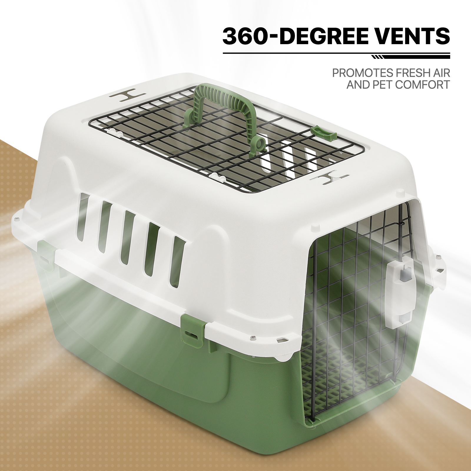 22" Plastic Pet Travel Carrier Hard Sided Dog Cat Transporter Cage Animal Crate