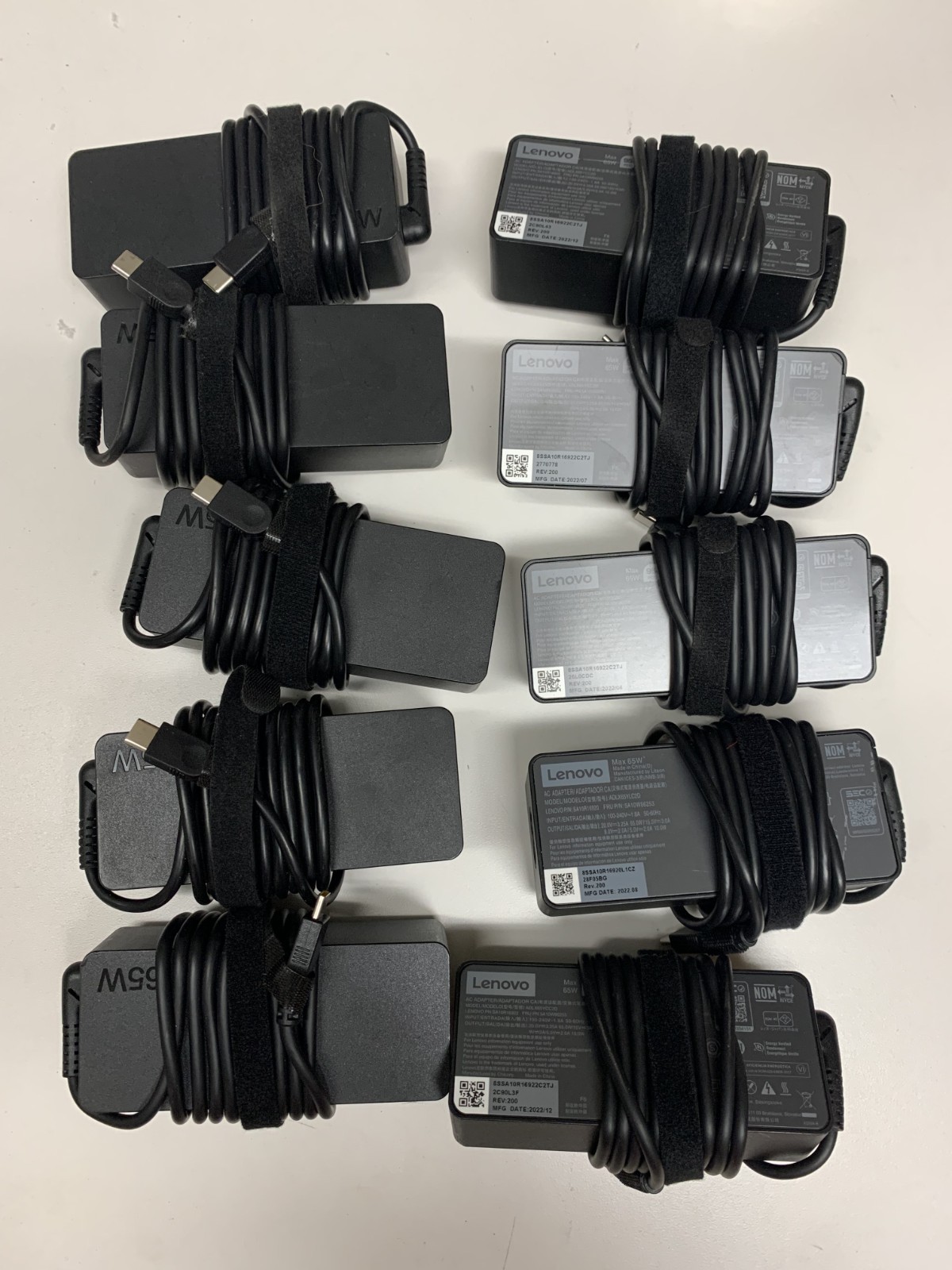 A lot of 10 Genuine Lenovo Max 65w 20V 3.25A AC Adapter USB Type C