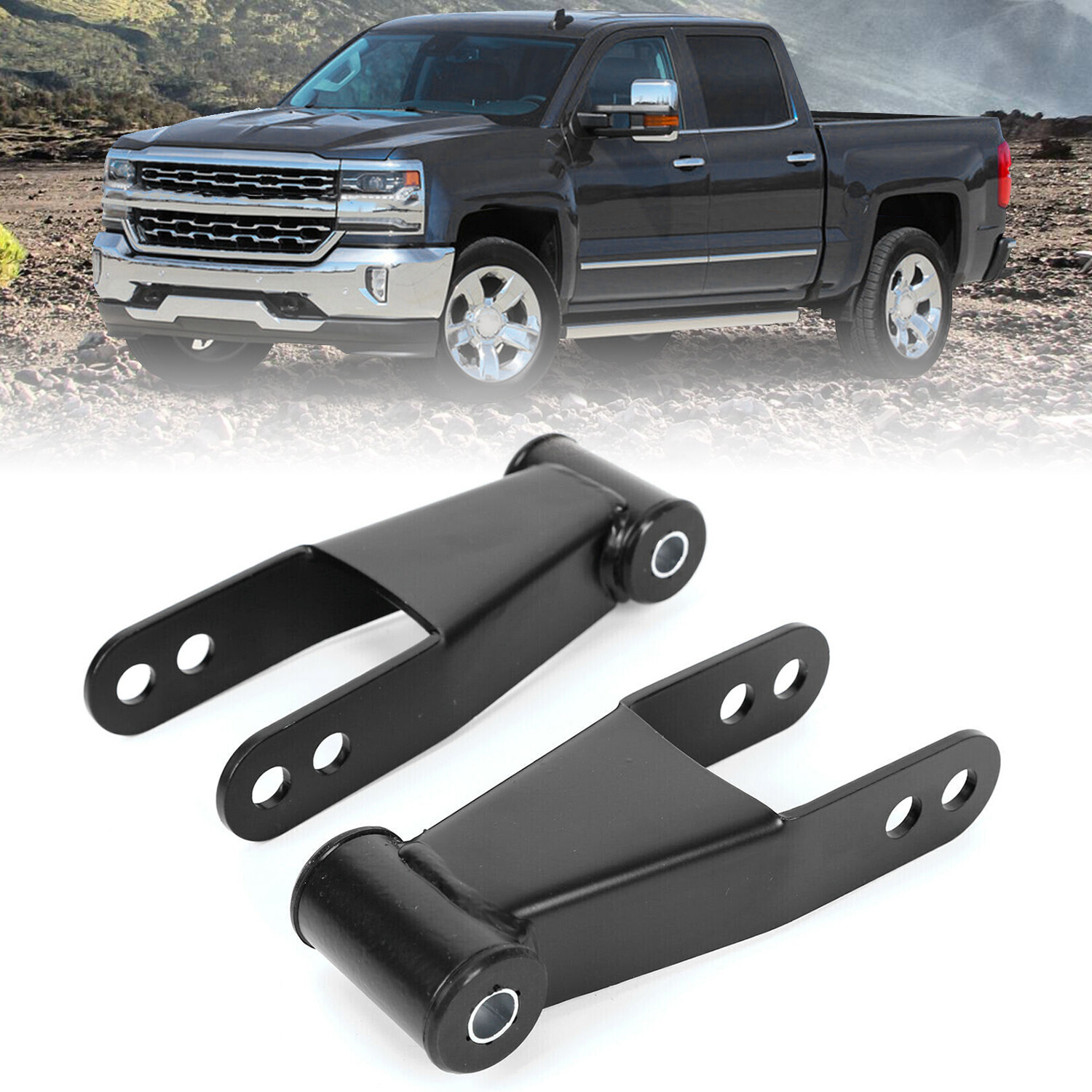 2" Rear Drop Shackles Lowering Kit For 1988-2018 Chevy Silverado GMC Sierra 1500