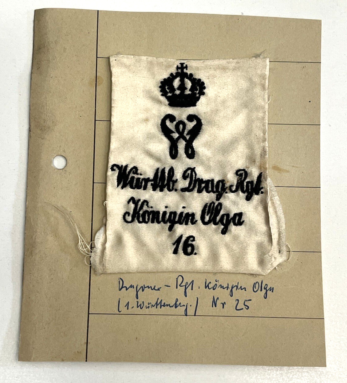 Vintage Kaiser Wilhelm Dragoner Regiment German Military Cloth Patch Prussia WWI