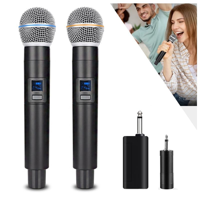 Dual Wireless Karaoke Microphone System Professional 2.4G