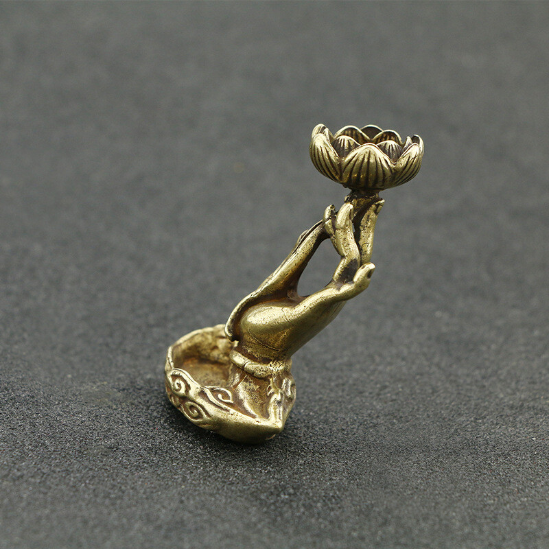 Vintage Brass Mini Backflow Incense Burner Holder Statue Censer Home Decor