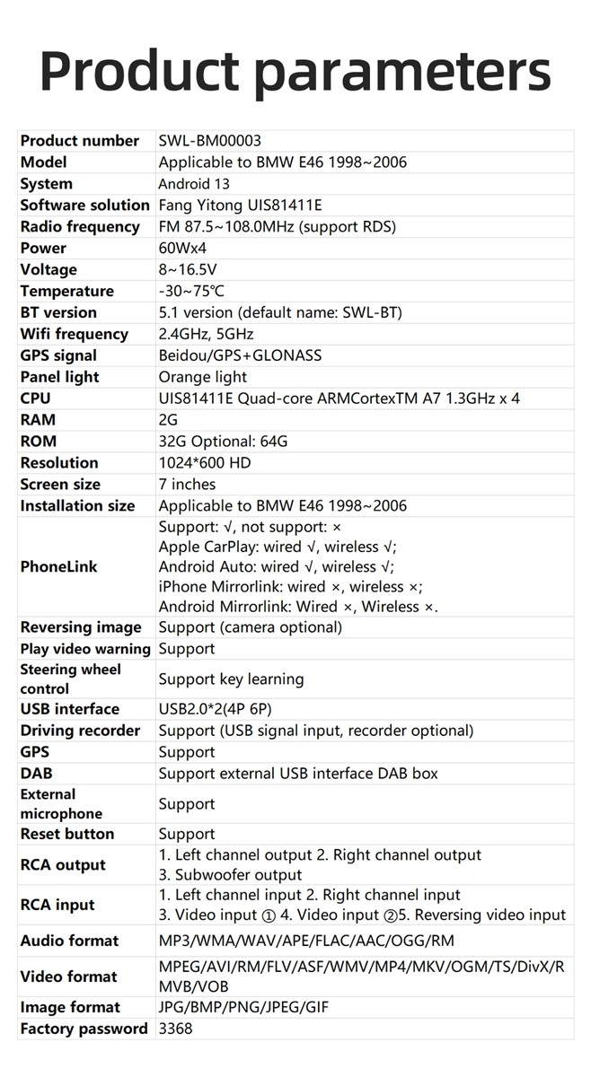 New Android 13 Car Stereo Radio GPS for BMW E46 M3 318/320/325/330/335 1998-2006