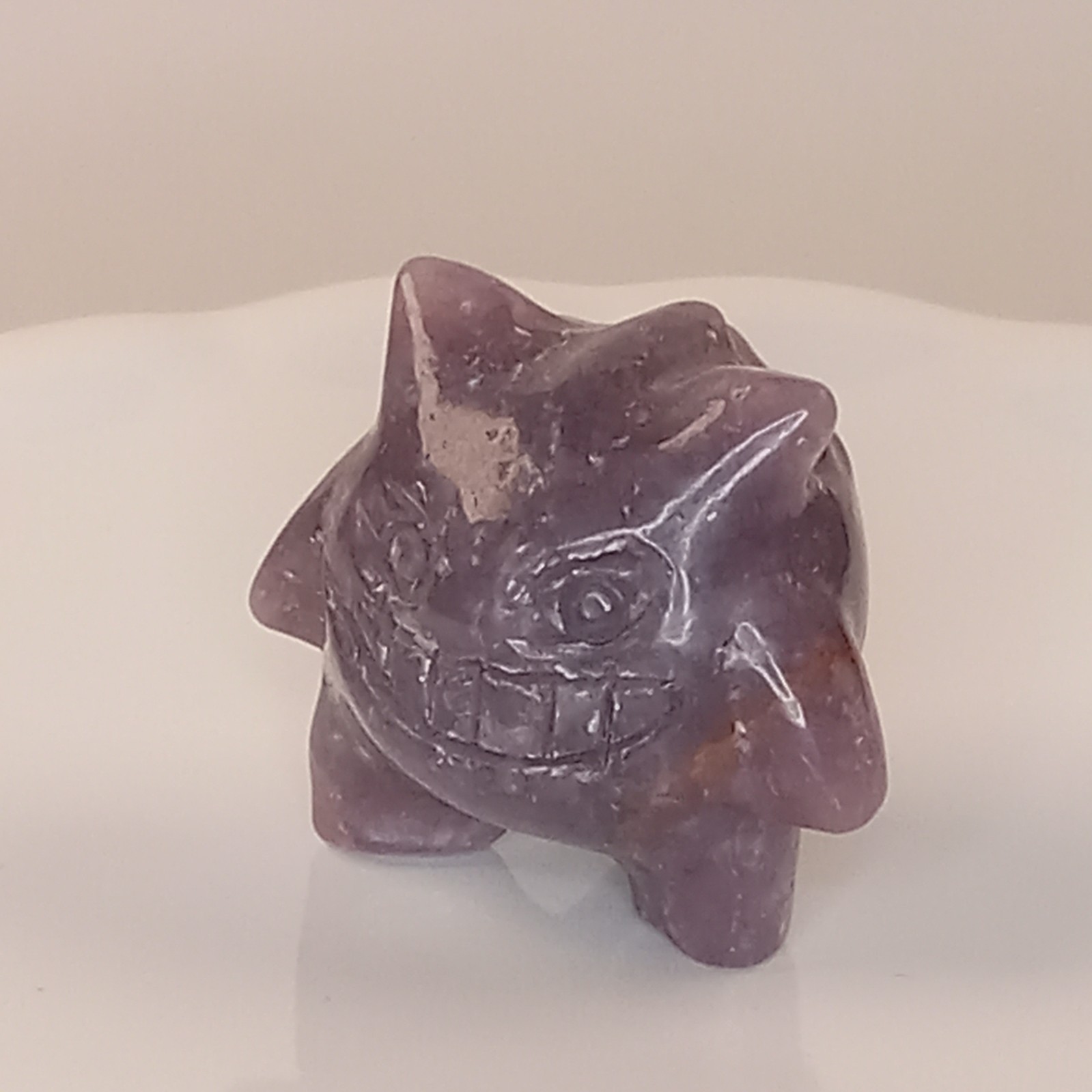 Lepidolite Crystal Gengar Character Carving Purple Stone 26g | F26