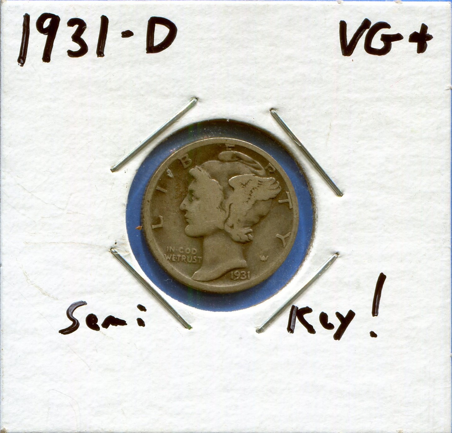 W@W 1931-D MERCURY DIME!!!! ( Semi Key !!!!) VG+ !!!!!
