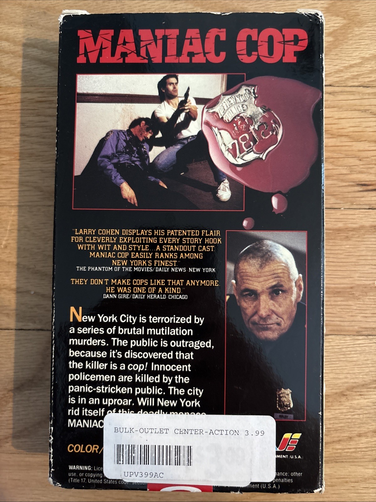 MANIAC COP (1988) VHS RARE Video Classics Bruce Campbell Robert Z’Dar Tom Atkins