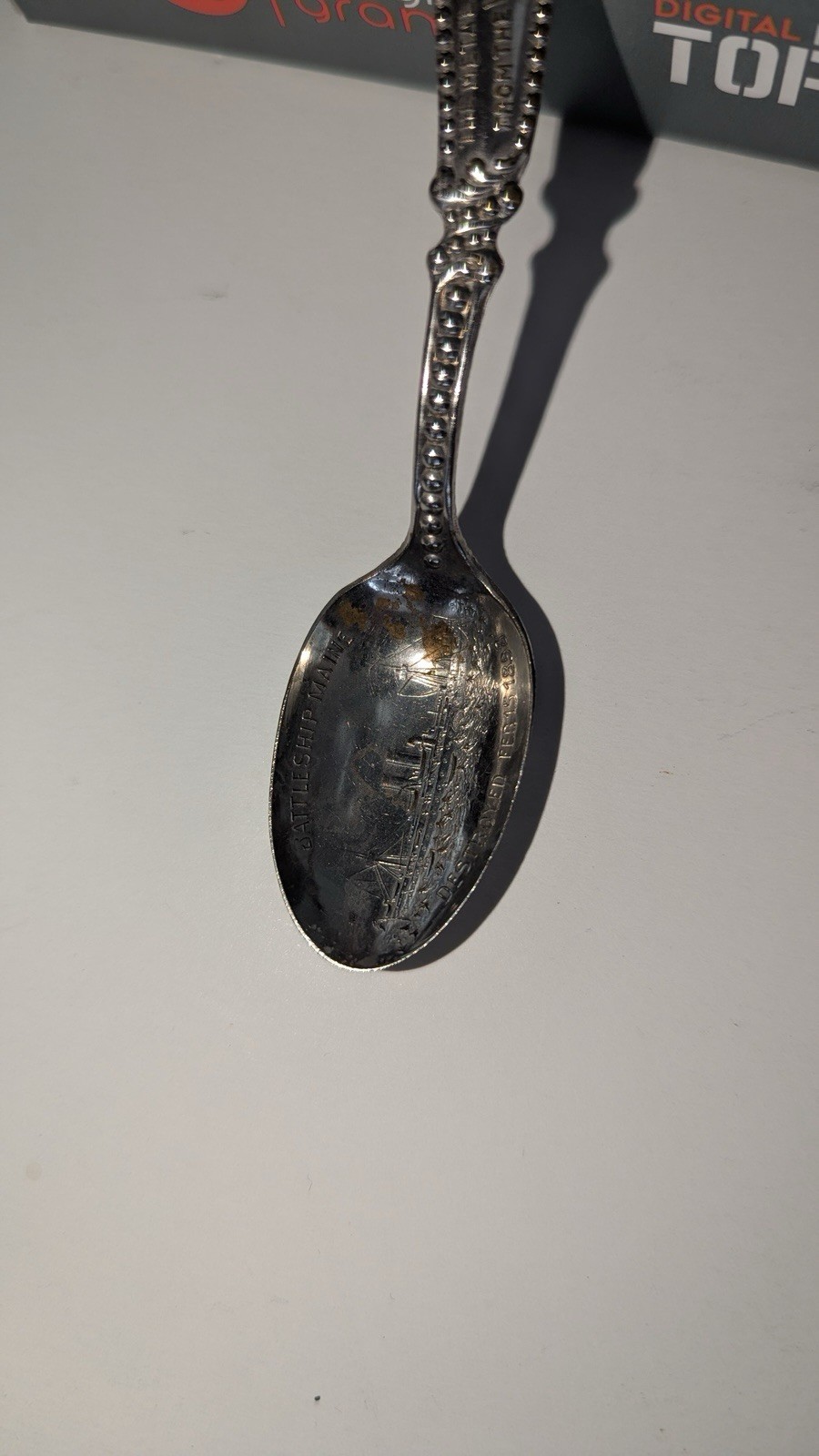Vintage Battle Ship Maine Spoon Made From Recovered Metal From 1898 Sunken Ship