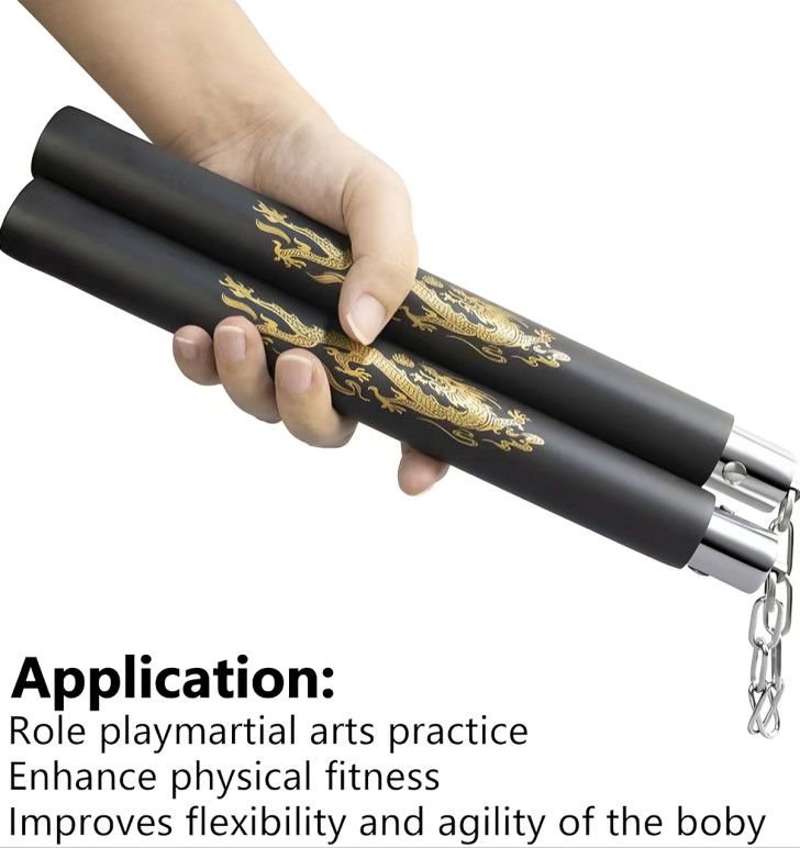 1 PC Black Kids & Adults Safe Foam Training Nunchakus