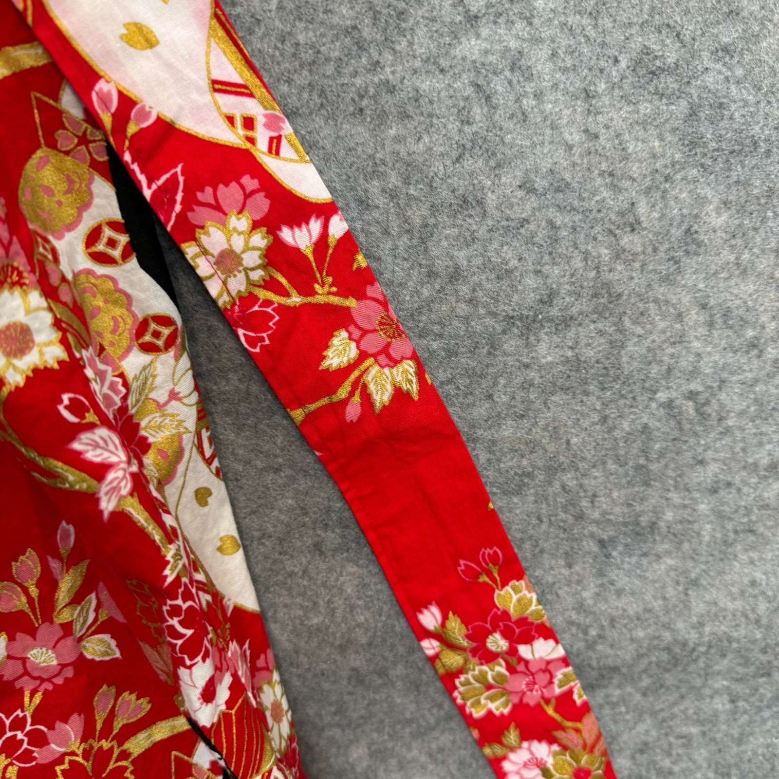 Vintage Smithsonian Institution Japanese Yukata Kimono XL Cherry Blossom Belted