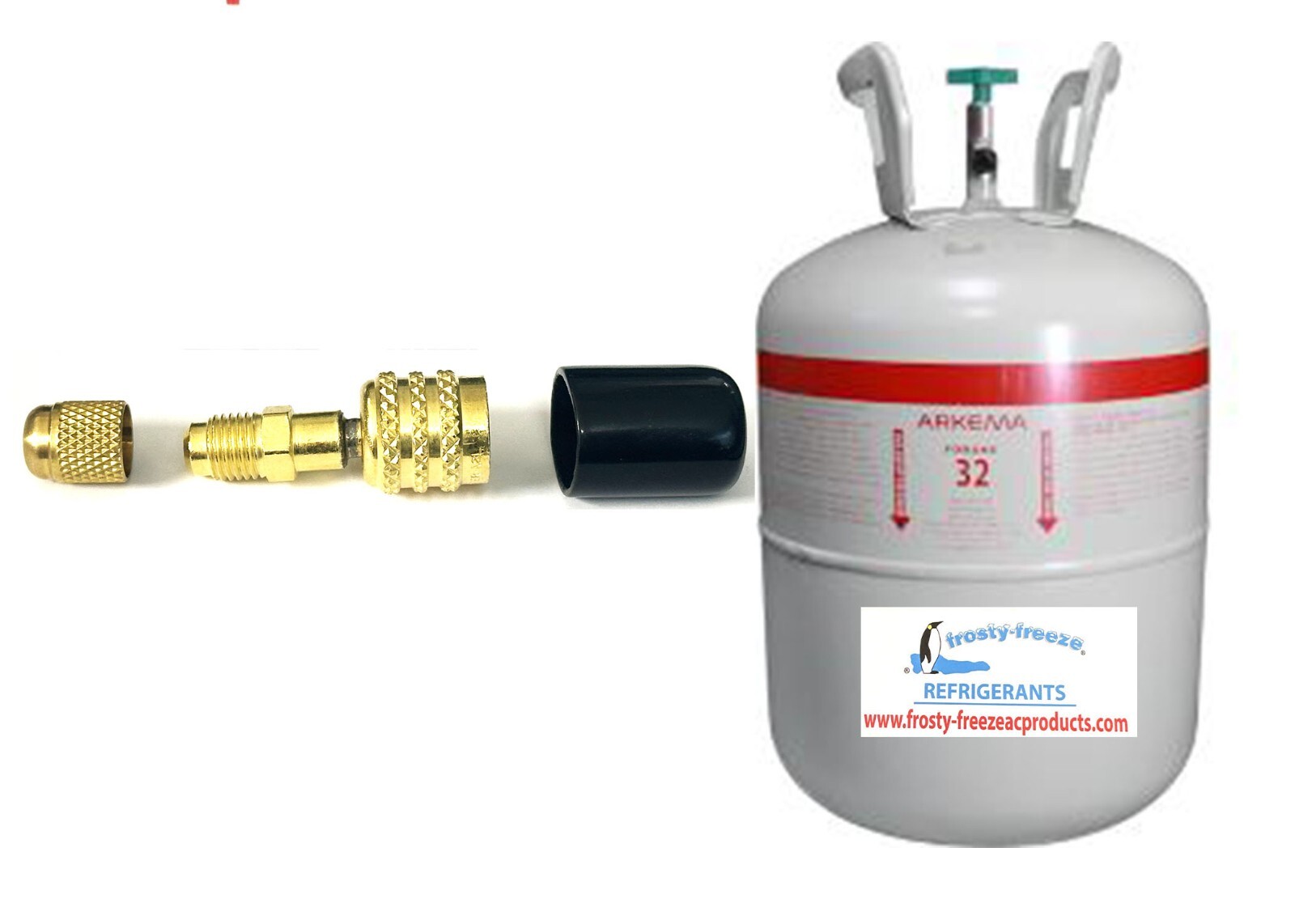 R32 Refrigerant Left Hand Threads Tank Adapter with Brass Cap