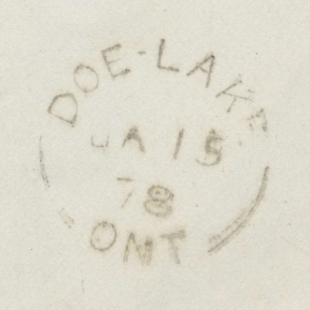 1878 Doe Lake (PSD) ONT Split Ring ERD On Cover to Toronto via Spence Rosseau