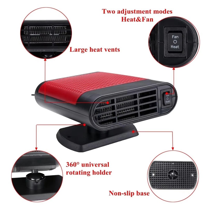 1200W Car Heater Portable Electric Heating Fan Defogger Defroster Demister