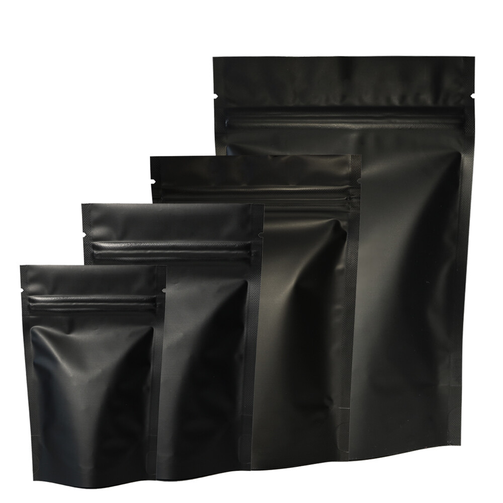 100 Matte Black Food Safe Mylar Foil Favor Treat Bags, Resealable Snack Pouches