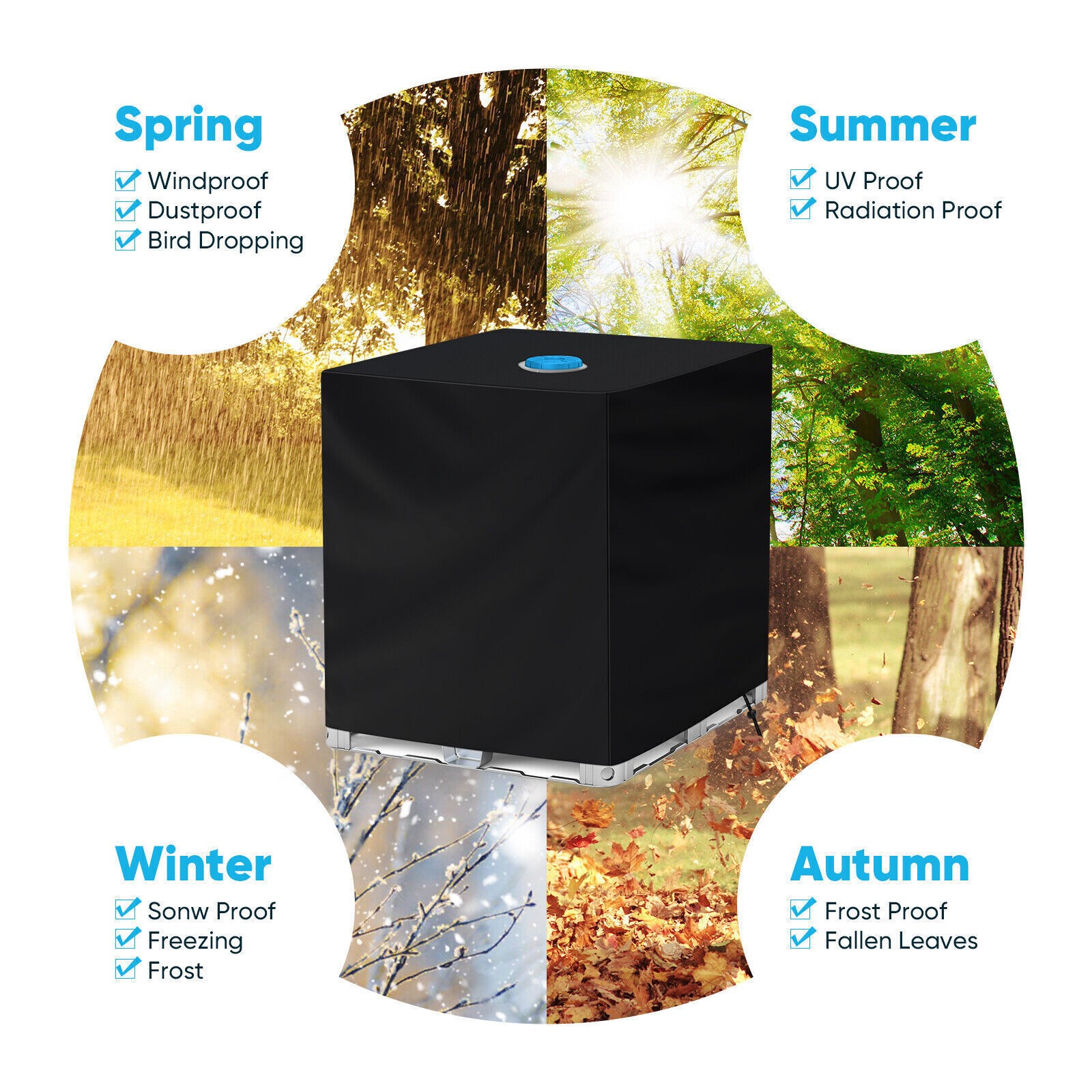 275 Gallon IBC Tote Cover Sunshade Water Proof Protector Hood 1000 L Garden Tank