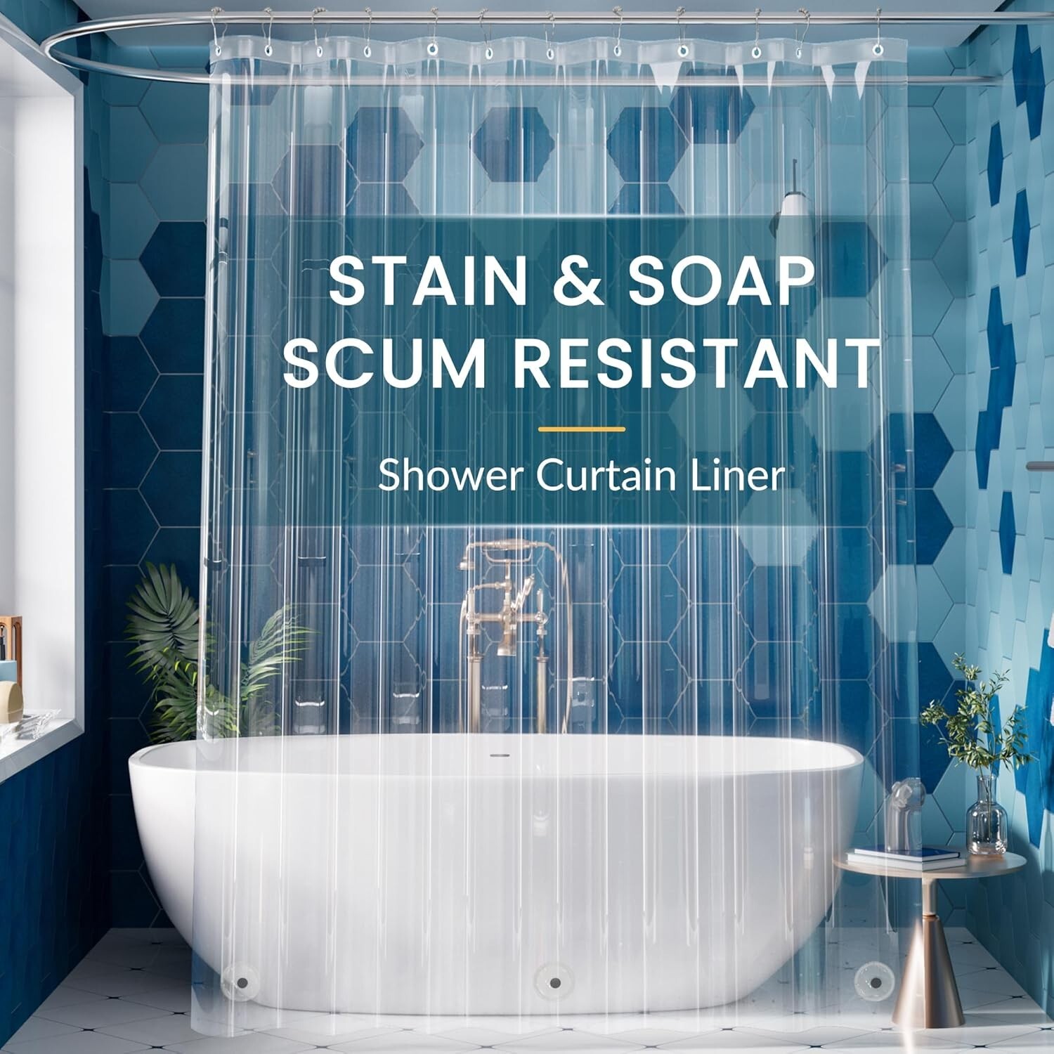 Long Shower Curtain Liner 72 x 84 or 72 X 72 Clear Plastic Shower Liner PEVA