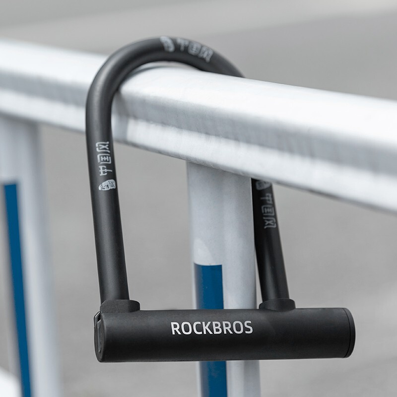ROCKBROS Bicycle U-lock Steel Carbon Bike Lock Anti Theft w/ 2 keys Black Lock