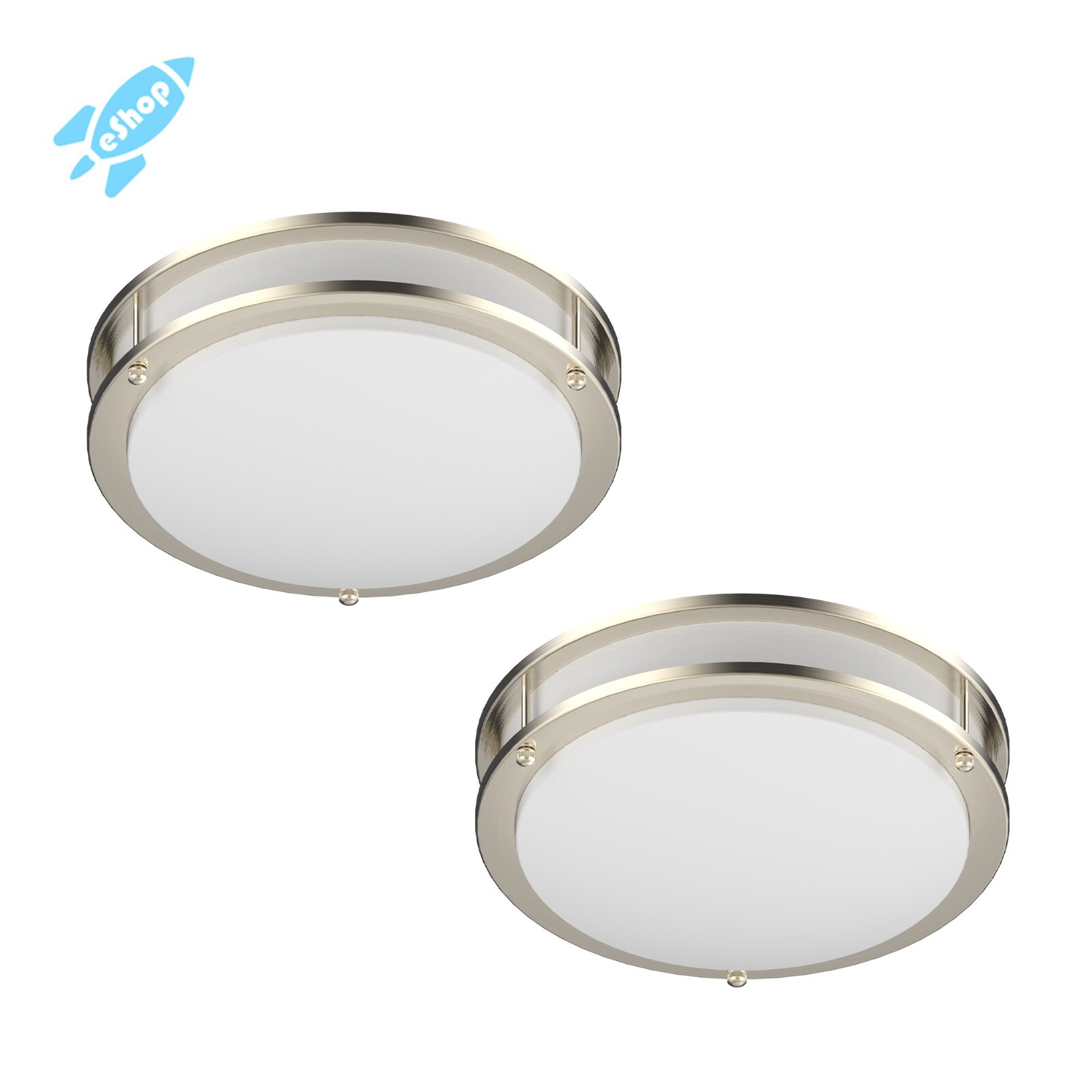 LED Ceiling Flush Mount Ceiling Light Brushed Nickel 2-PACK 12"/14"