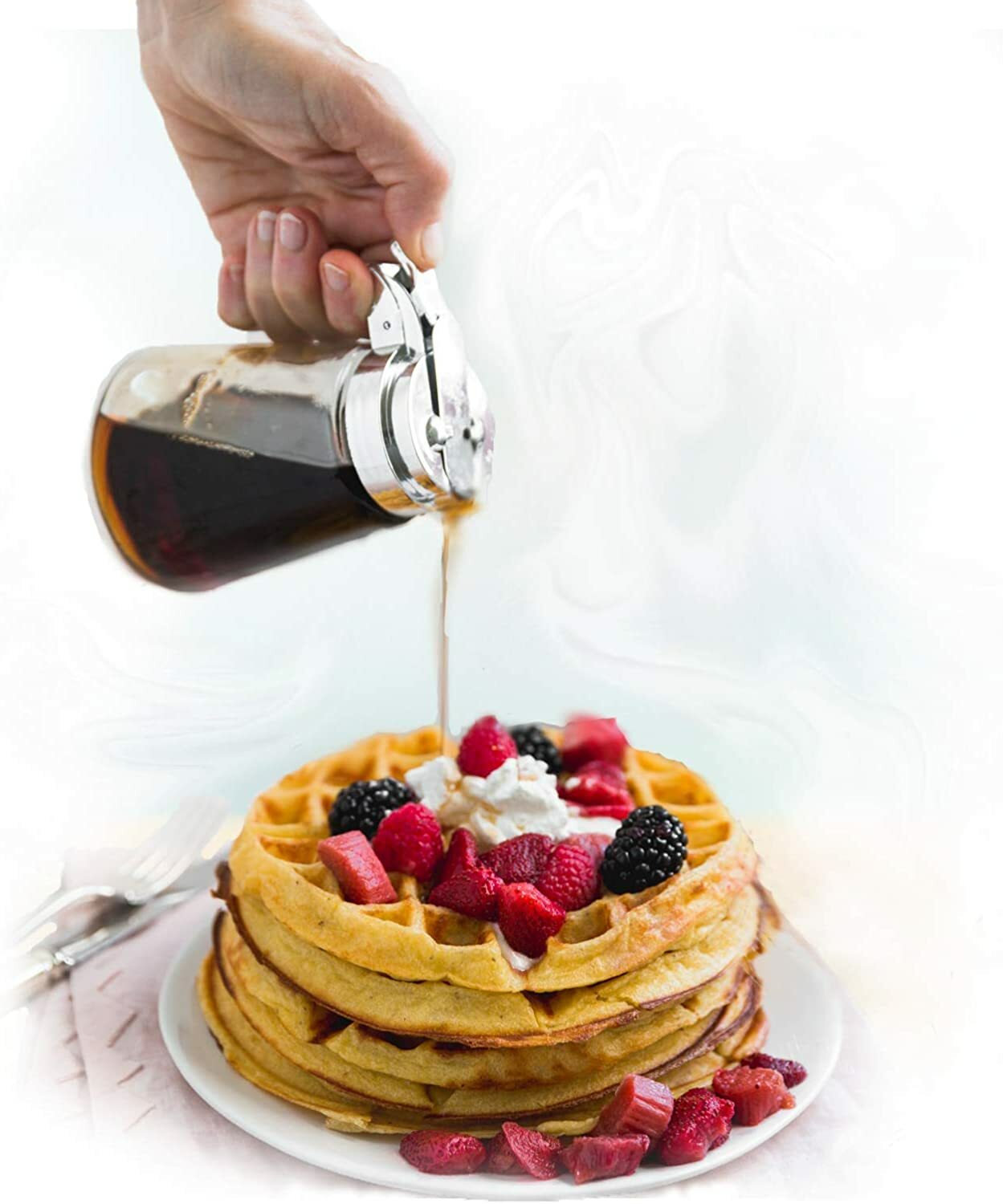 12 Oz Glass Syrup Dispenser Honey Maple Jar Dressing Creamer Sugar Clear Glass