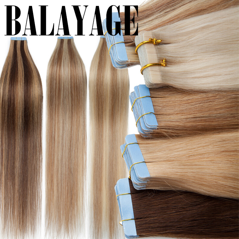 60PCS Tape-In Russian Remy Thick Human Hair Extensions Skin Weft Straight 150g F