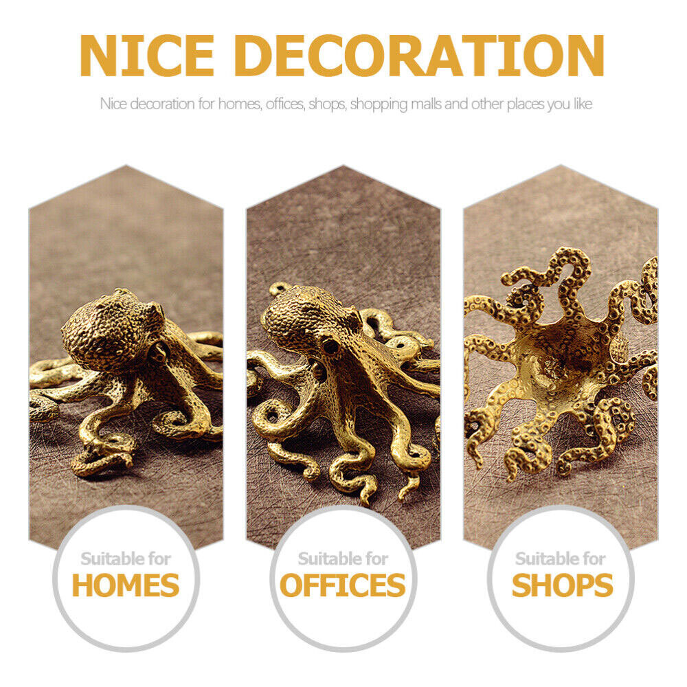 Brass Octopus Sculpture Wild Sea Life Figurine Housewarming Gift Decoration USA