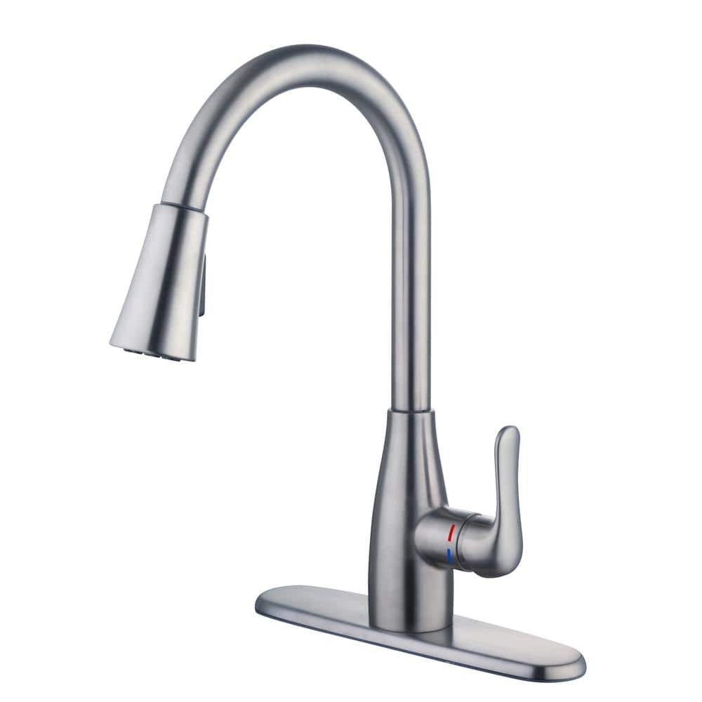 Glacier Bay McKenna 1-Handle Pull Down Sprayer Kitchen Faucet in STAINLESS STEEL