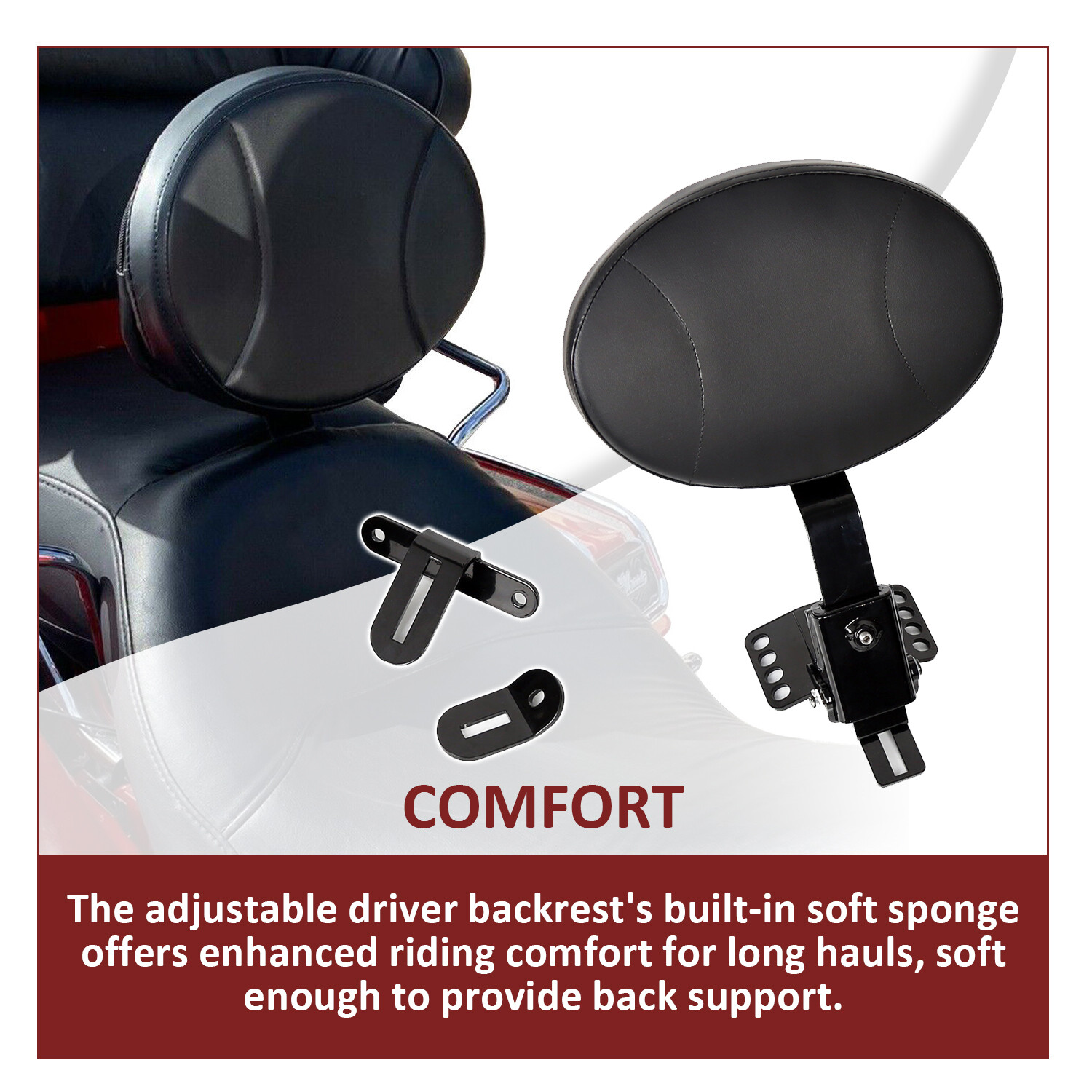 Adjustable Plug-In Rider Driver Backrest For Harley Road Electra Glide 97-24 23