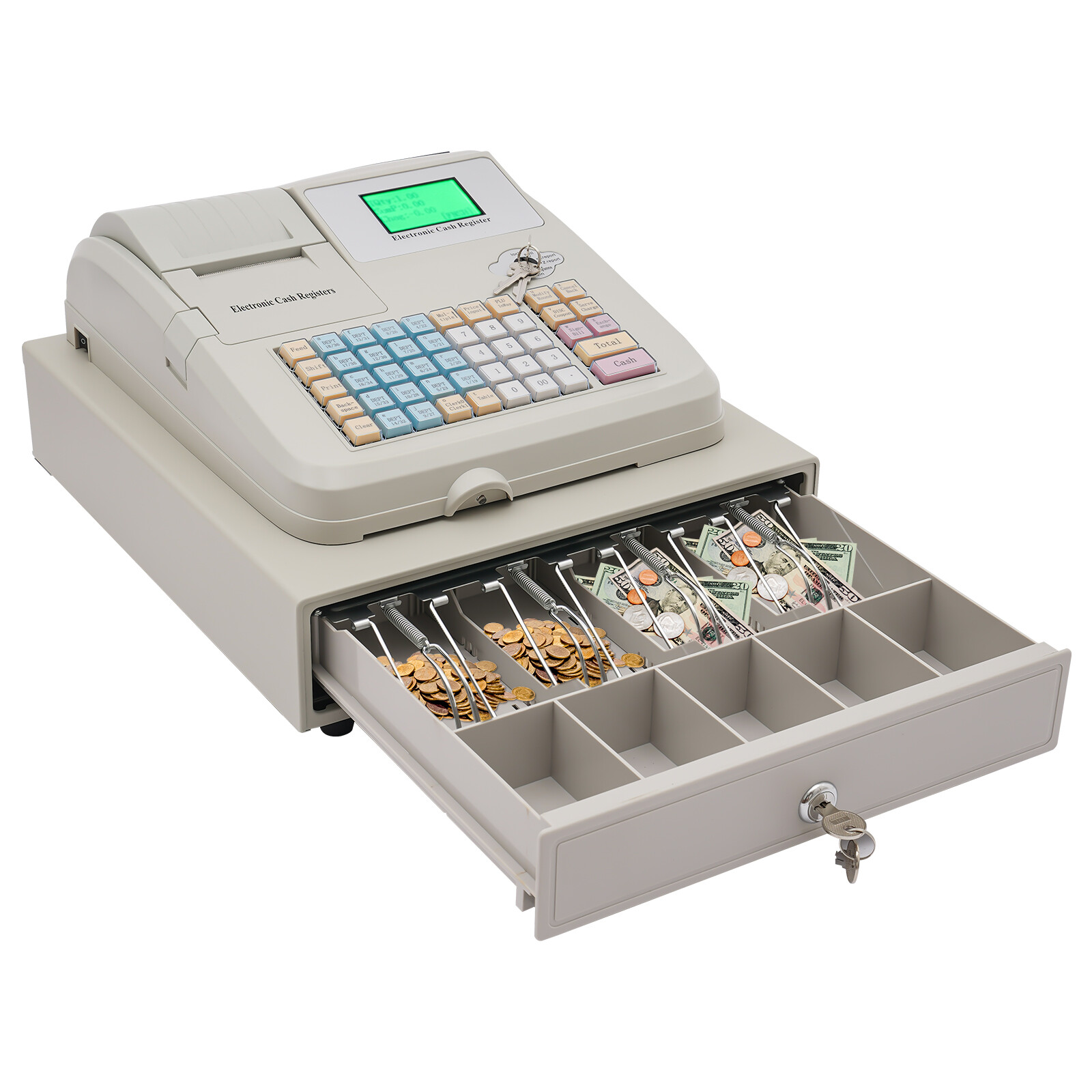 48 Keys Electronic Cash Register POS Cash Machine Supermarket LED Display NEW US