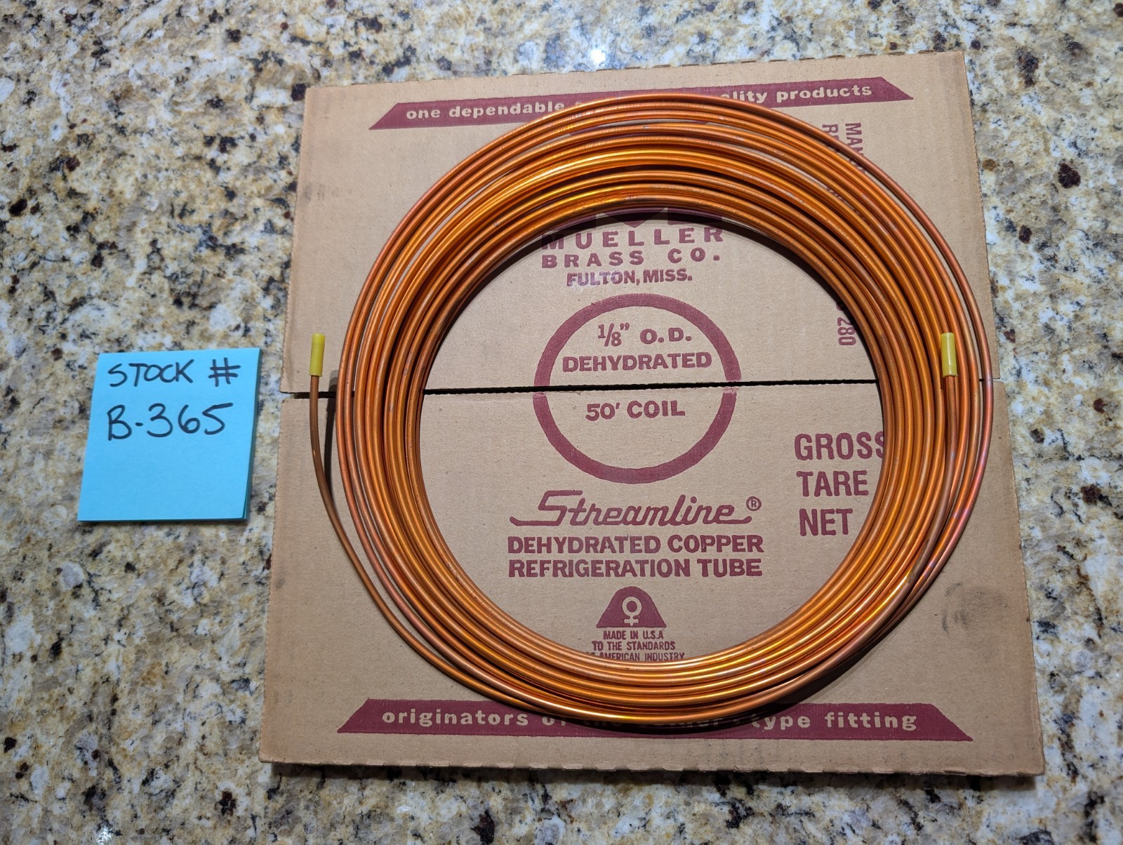Mueller Streamline 1/8” O.D.  x 50' .030 Wall Copper Refrigeration Tubing D-2050