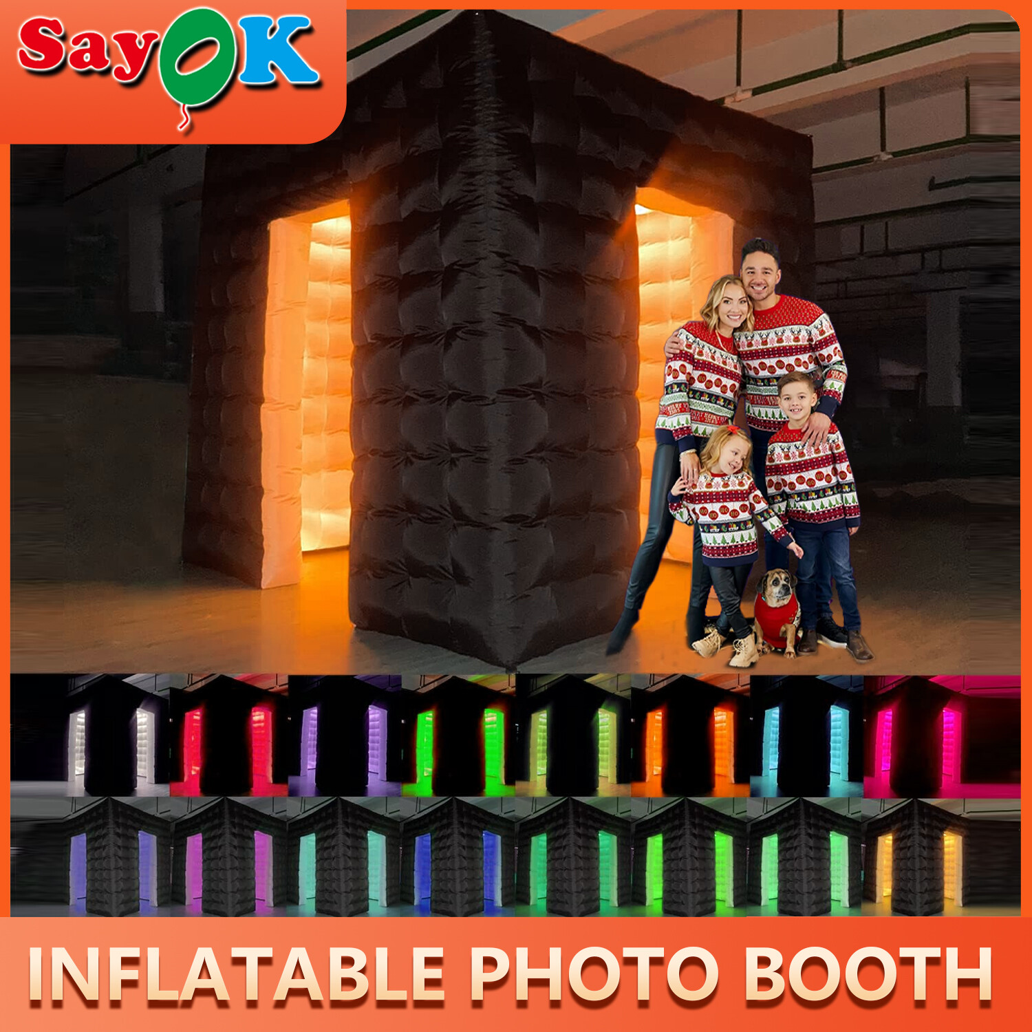 Inflatable Photo Booth Portable Shooting Photobooth Tent Enclosure Kit W/LED USA