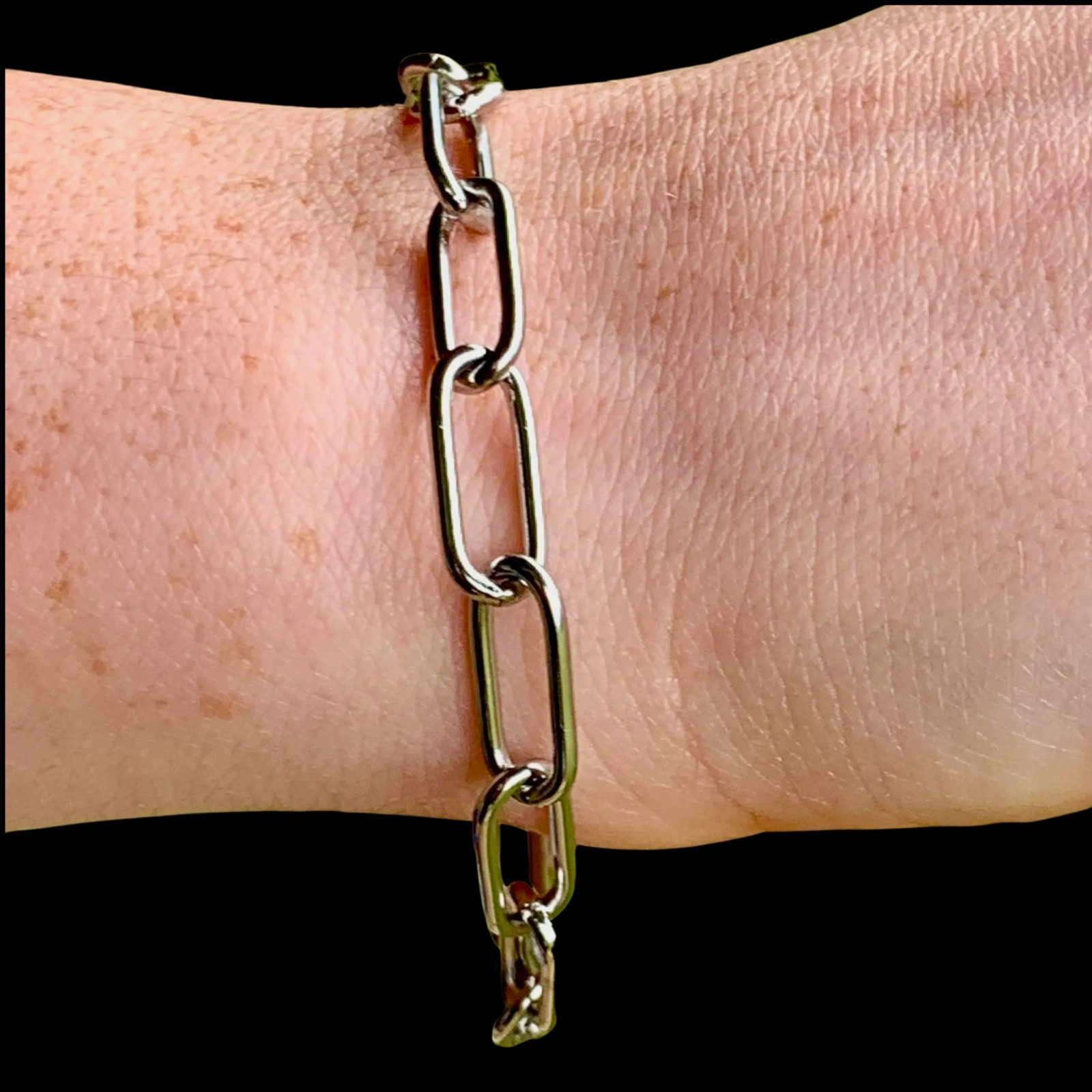 Surgical Stainless Steel Paper Clip Bracelet with Lobster Claw Clasp