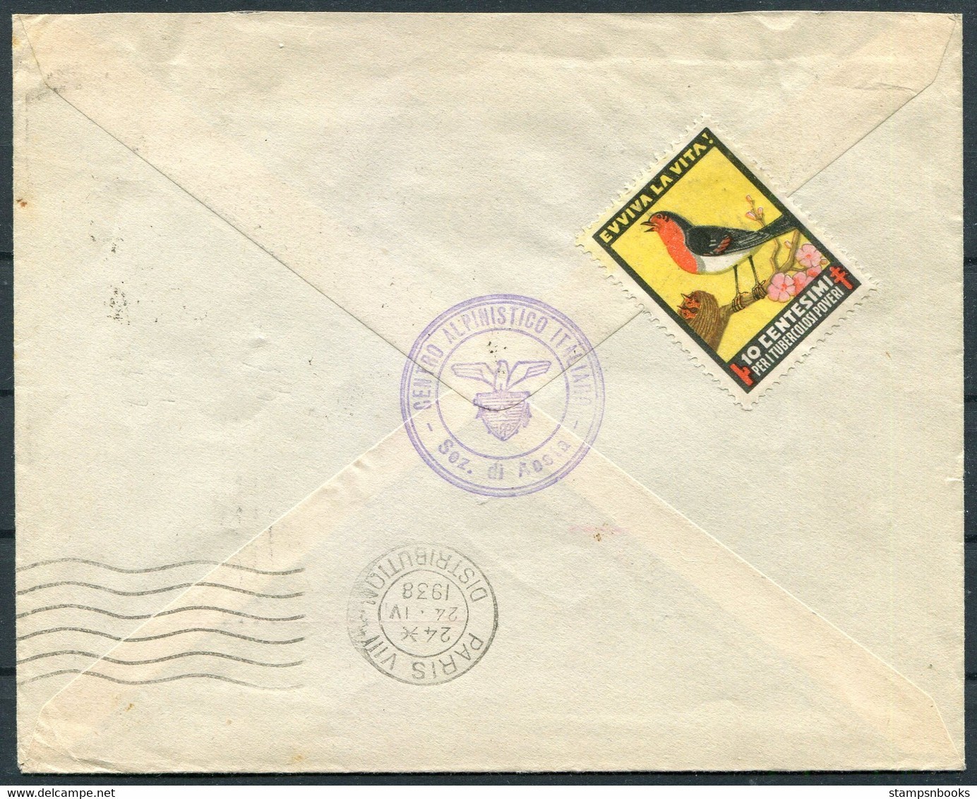 1938 Italy Asta "Club Alpino Italiano" Alpine Club cover - Paris Ski Club France