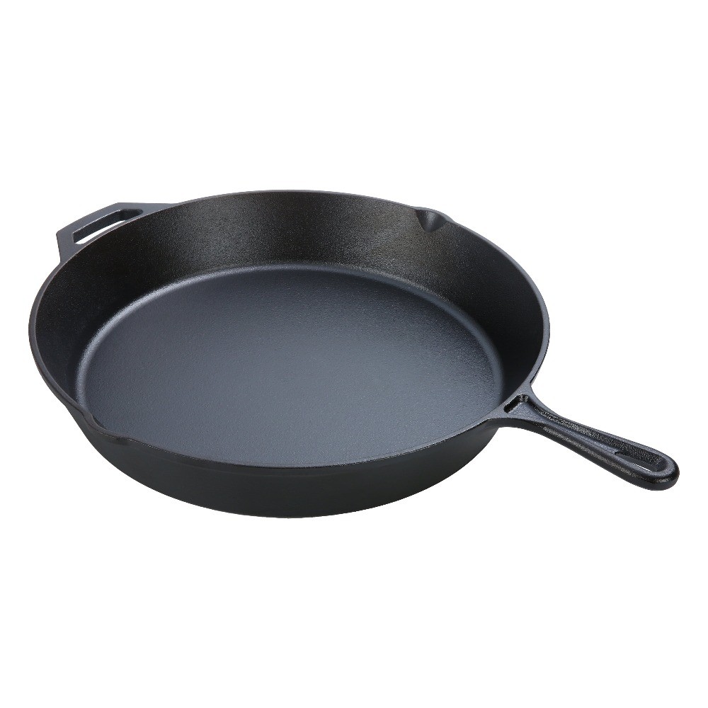 Pre-Seasoned 15" Cast Iron Skillet with Handle and Lips