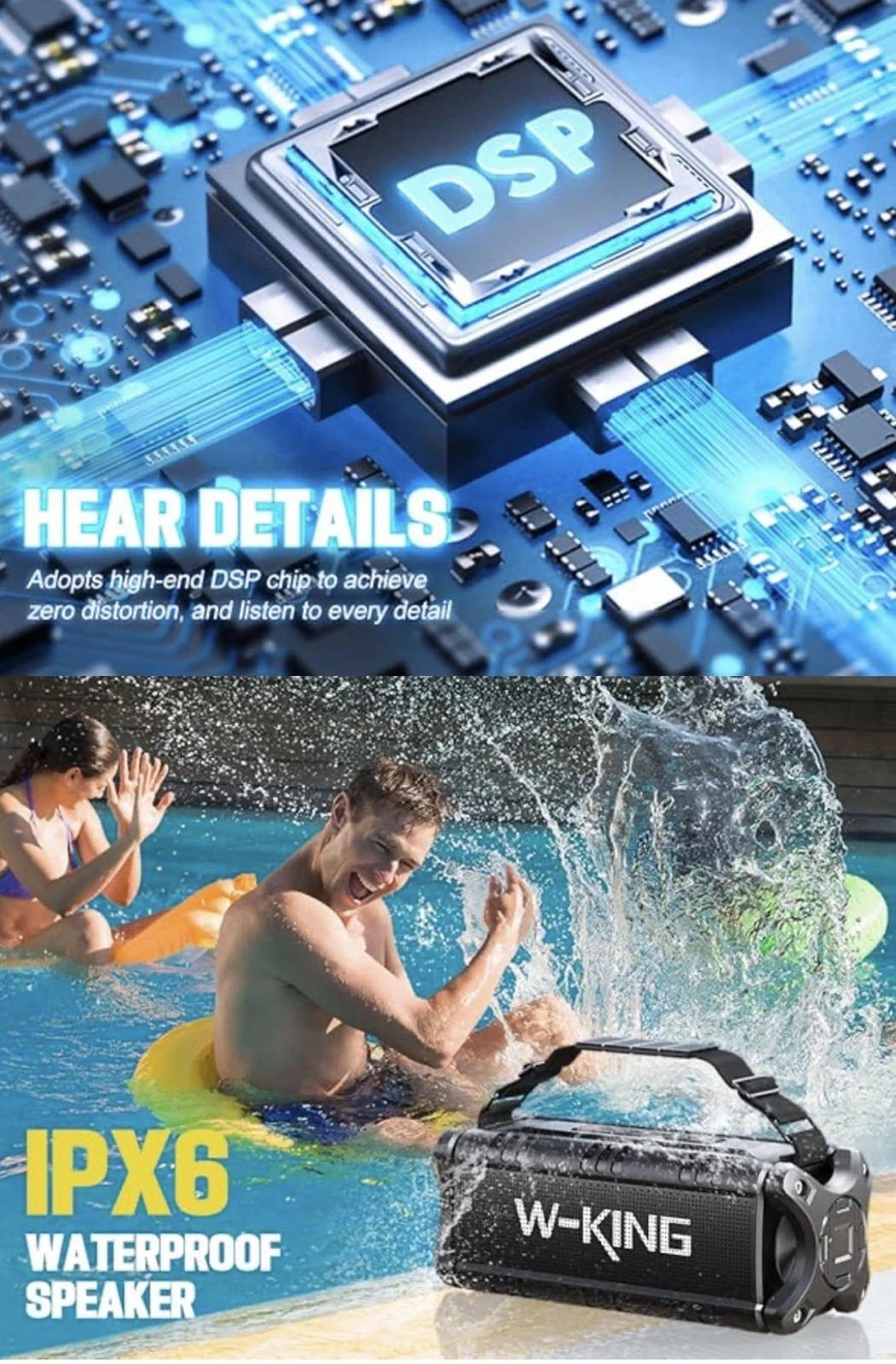 W-KING Bluetooth Speaker, 90W Max Portable Outdoor Speaker Loud