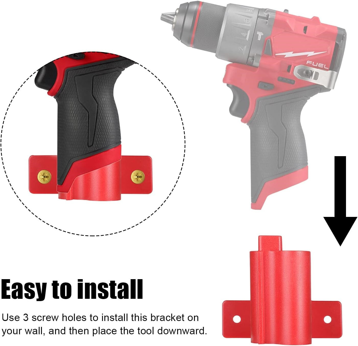 6x Wall Mount Drill Holder for Milwaukee M12 Tool Storage Hanger Mount Organizer