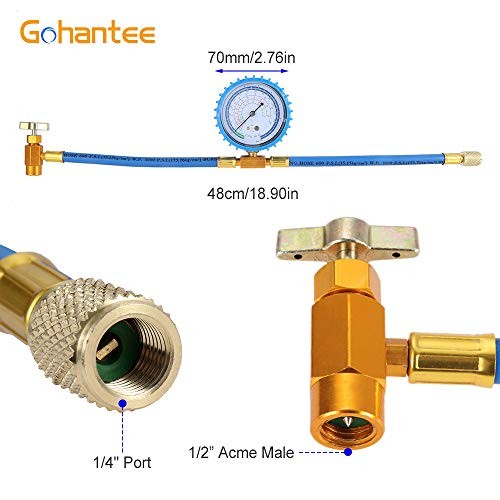 R134A Refrigerant Charging Hose Kit - with BPV31 Bullet Piercing Tap Valve,