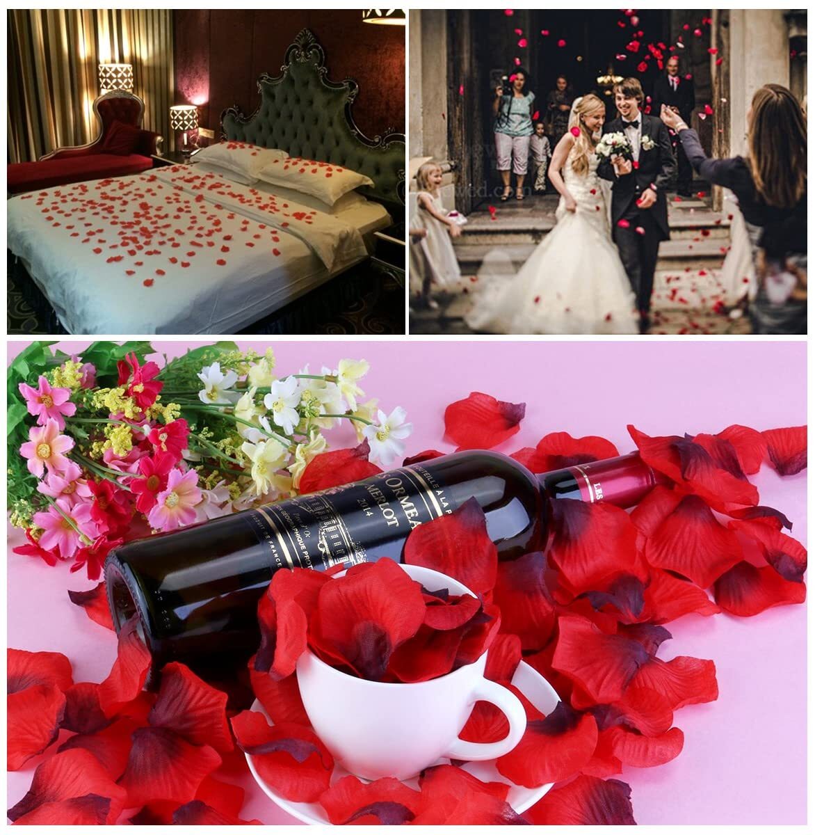 5000PCS Red Artificial Fake Rose Petals Wedding Event Romantic Night Party Decor