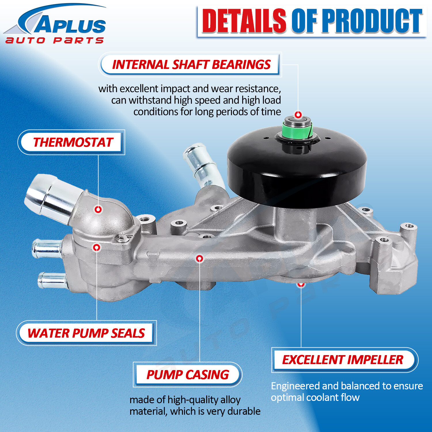 Engine Water Pump w/Thermostat for Chevy Silverado 1500 Tahoe GMC Sierra 1500