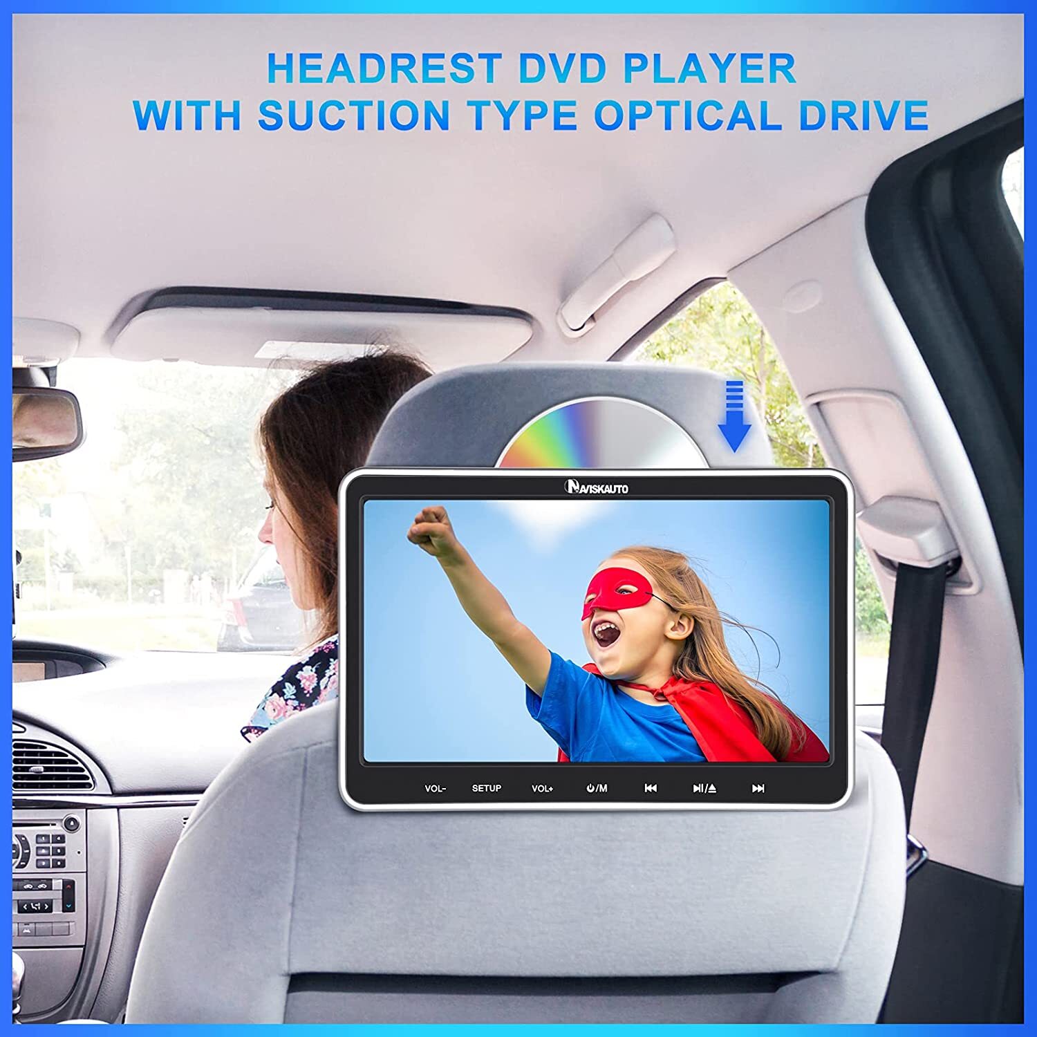 2x 10.1'' Dual Screen Car Headrest DVD Player tv USB Rear-Seat Monitor+Headsets